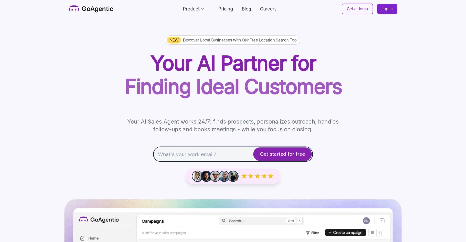 GoAgentic homepage screenshot — AI that sells for you on autopilot