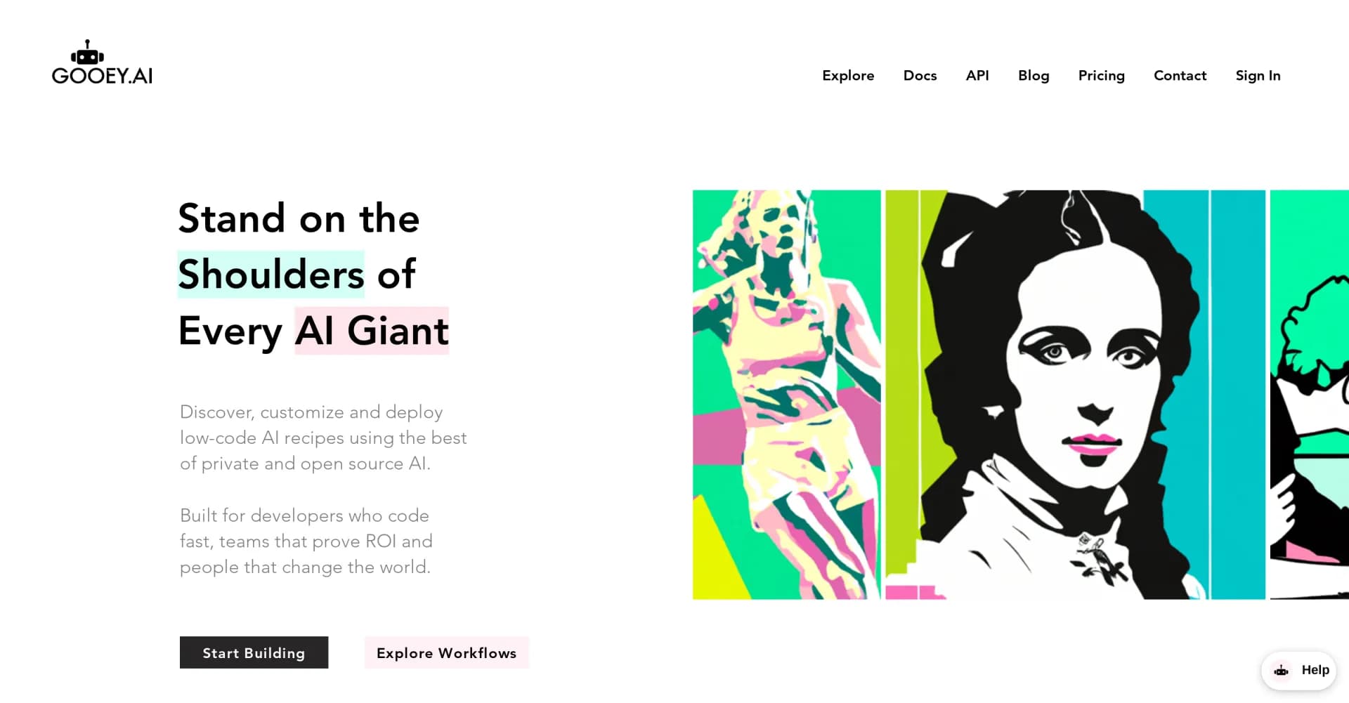Gooey AI homepage screenshot — Discover, customize and deploy AI recipes with ease.