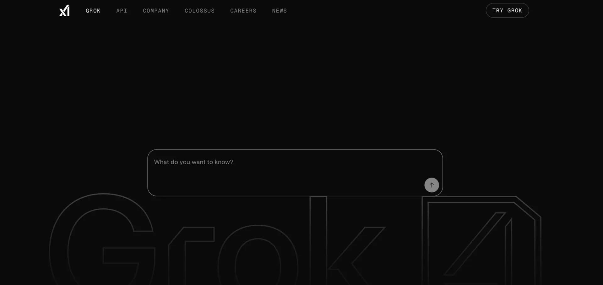 Grokv4 homepage screenshot — Conversational AI for understanding the universe.