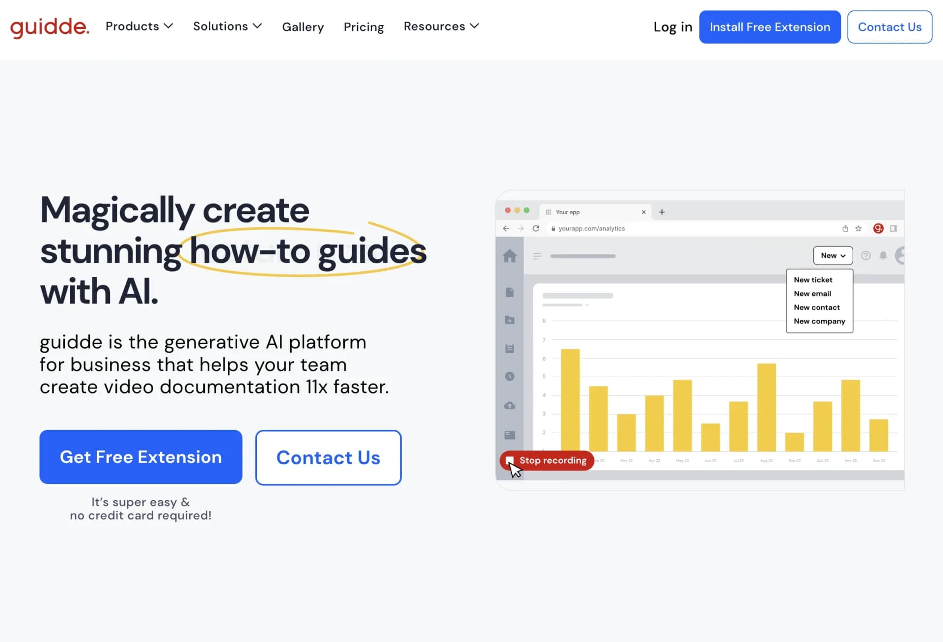Guiddev2.6 homepage screenshot — Creates step-by-step video instructions platform.