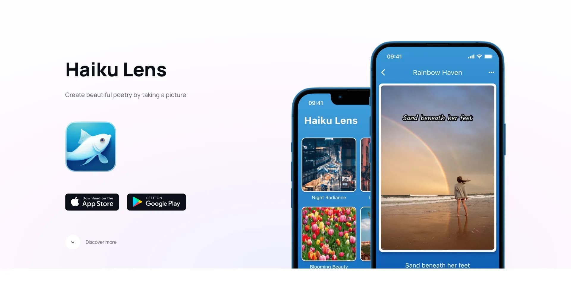Haiku Lens homepage screenshot — Transform photos into poetic gems using AI