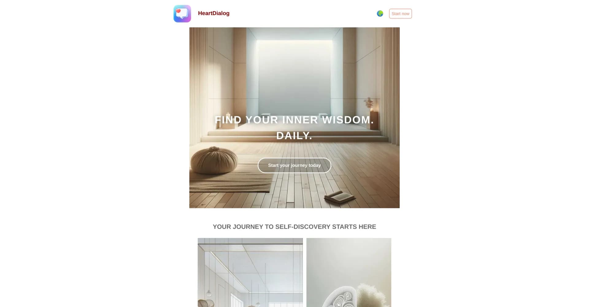HeartDialog homepage screenshot — Your 24/7 AI companion for mental health support.