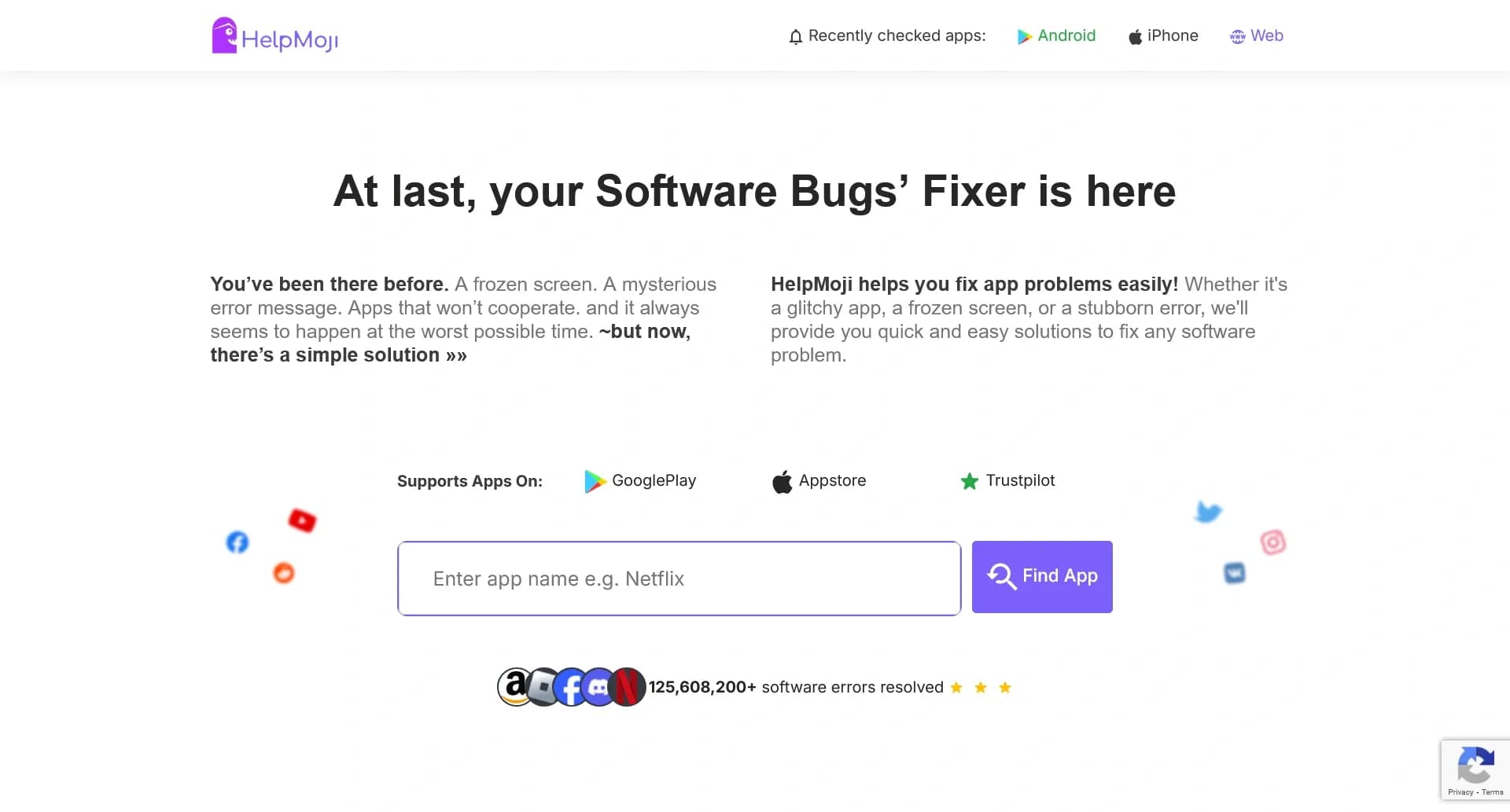 HelpMoji homepage screenshot — When tech support can’t answer your questions, they come to 