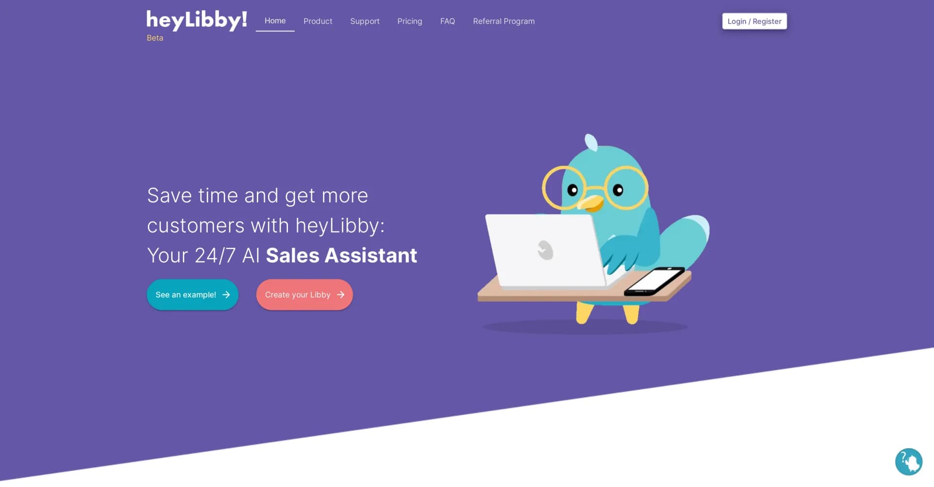 HeyLibby homepage screenshot — AI-powered personal assistant for everyday tasks
