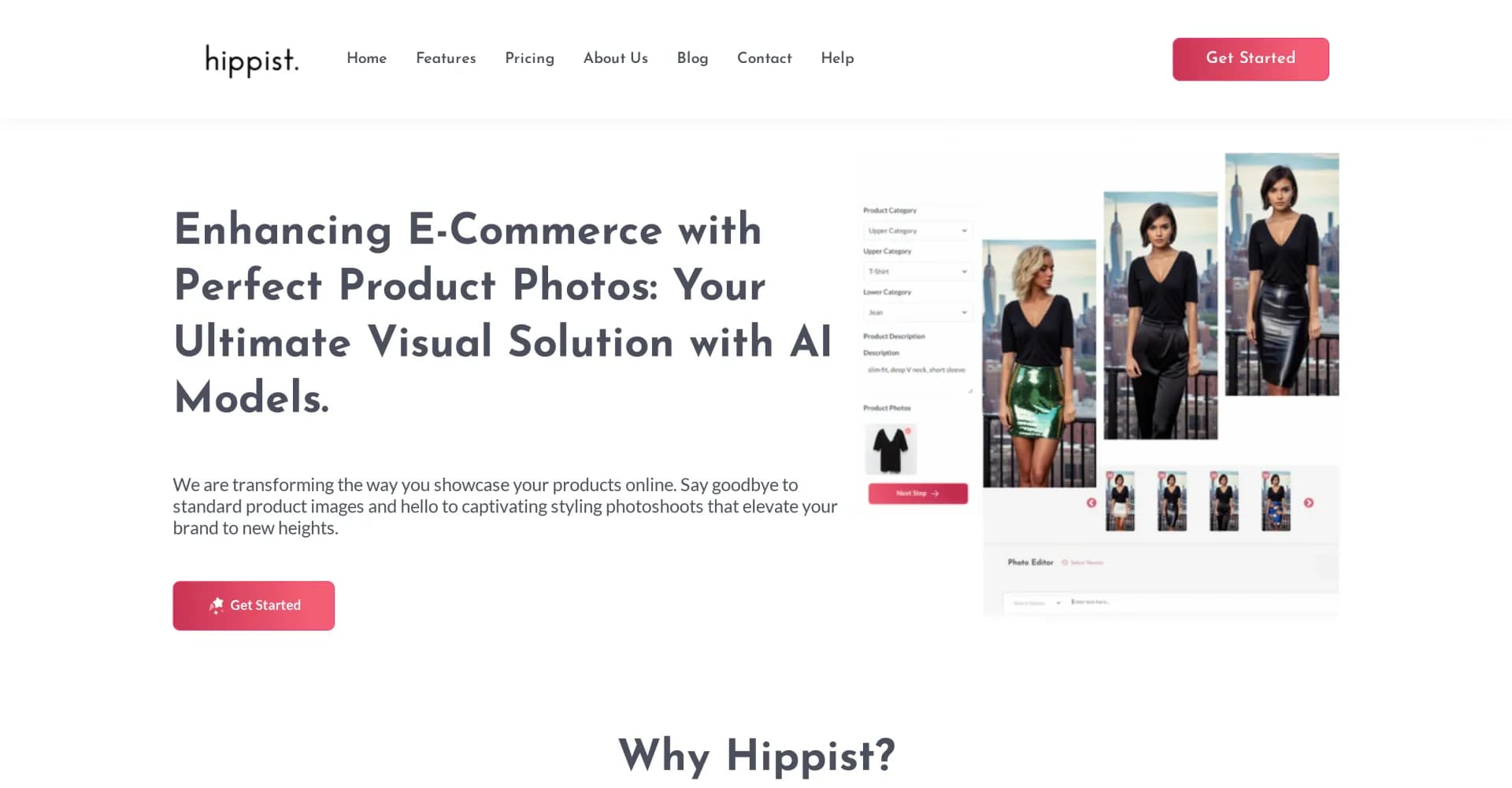 Hippist homepage screenshot — AI-powered content creation for social media
