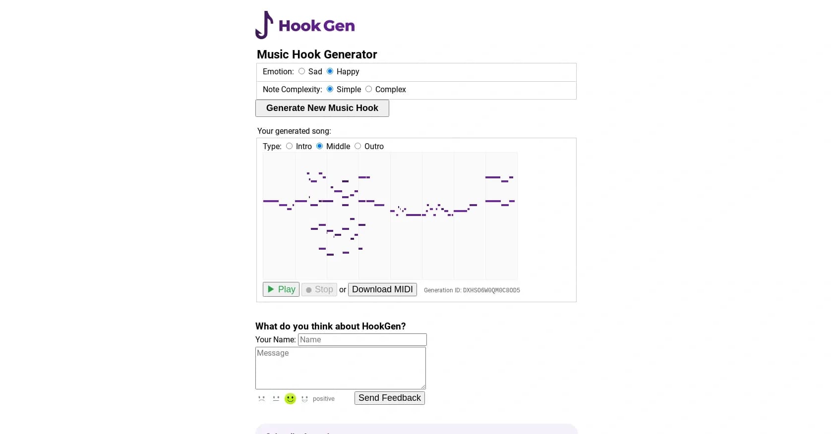 HookGen homepage screenshot — Create original songs with AI