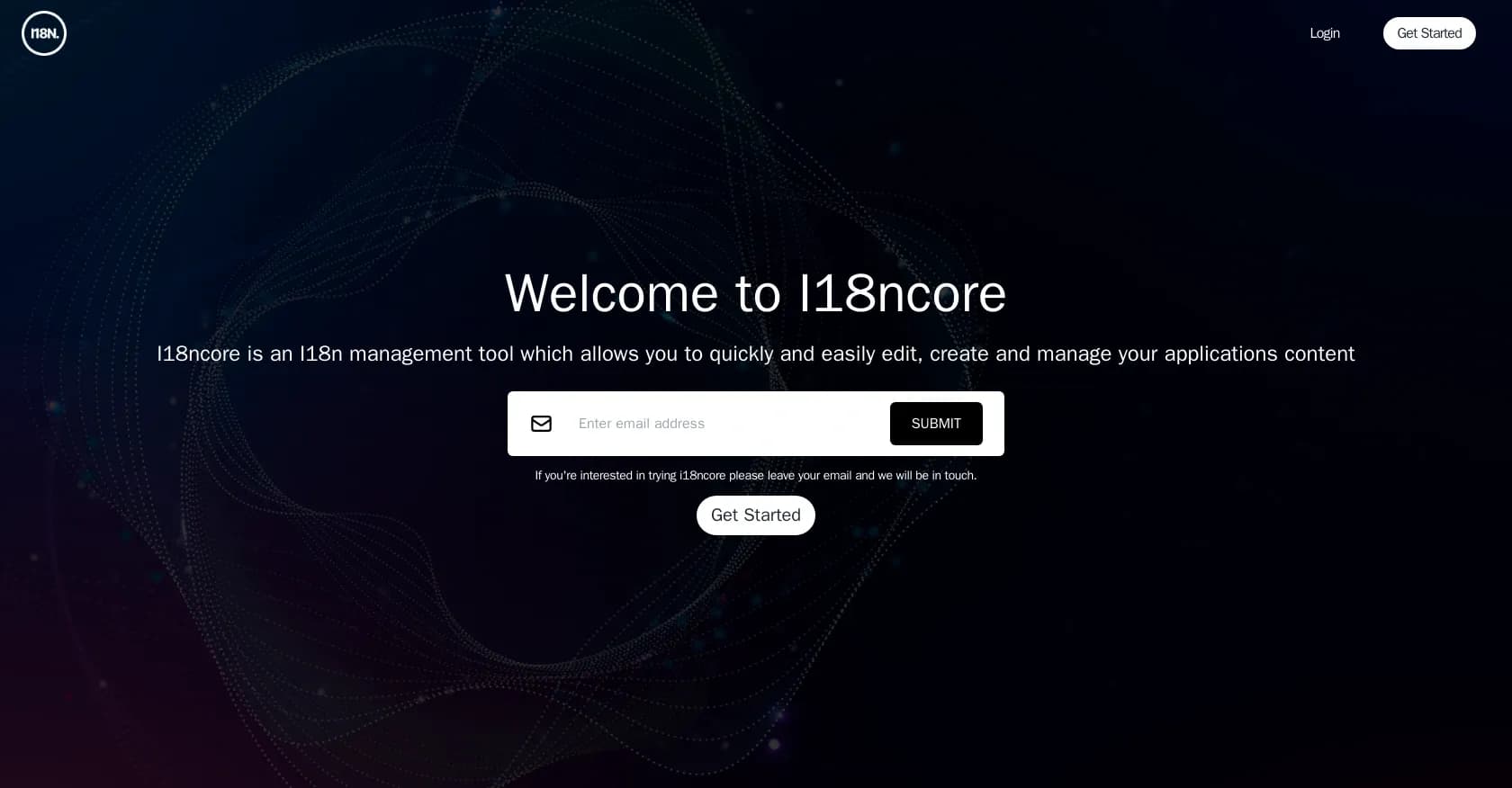 I18ncore homepage screenshot — Effortlessly manage localization for your digital products.