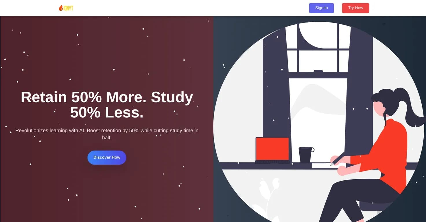 Ignyt Learning homepage screenshot — Ignite your passion for learning with AI.
