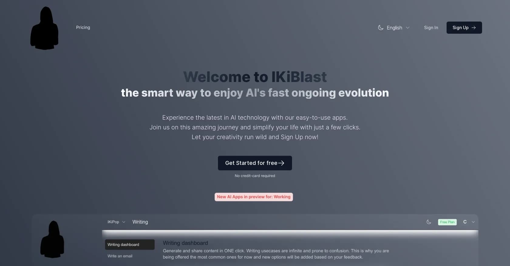 Ikiblast homepage screenshot — Simplify life with cutting-edge AI apps