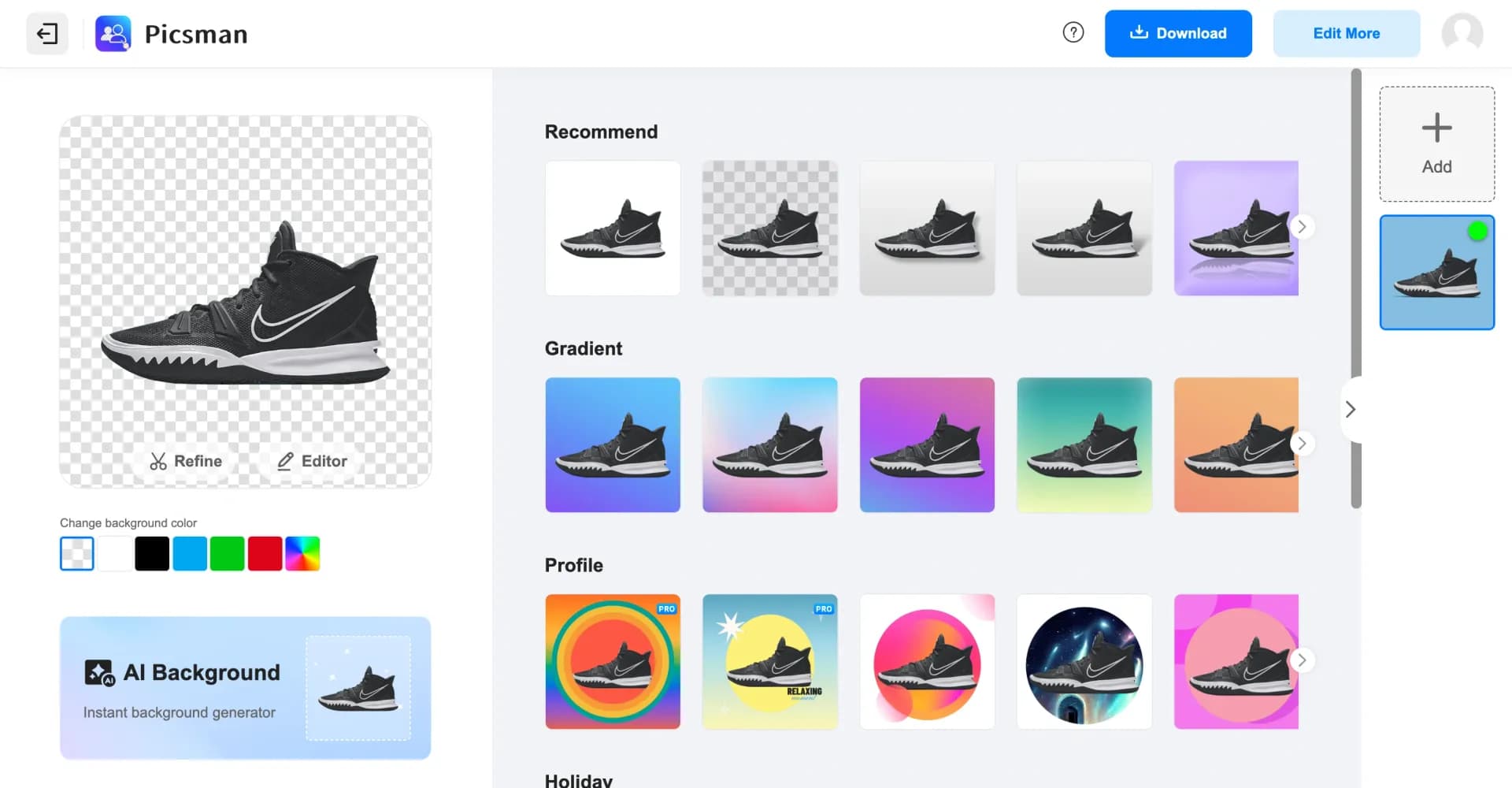 AI Background Remover - Picsman homepage screenshot — Instantly remove image backgrounds with AI