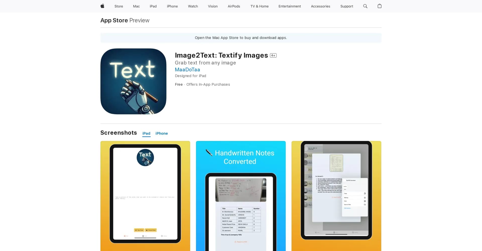 Image2Text homepage screenshot — Transform handwritten notes into digital text instantly.
