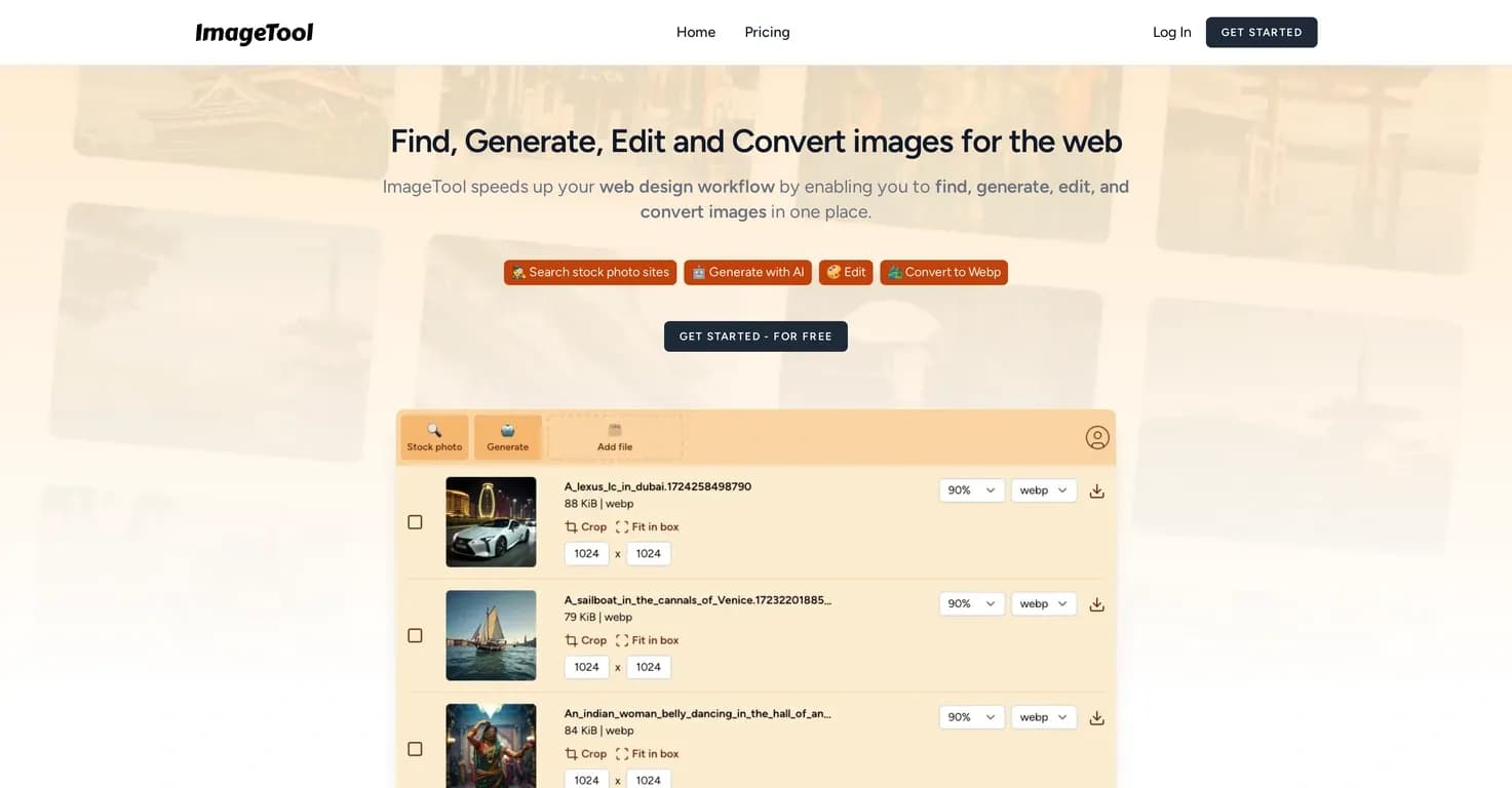 ImageTool homepage screenshot — AI-powered image editing made simple