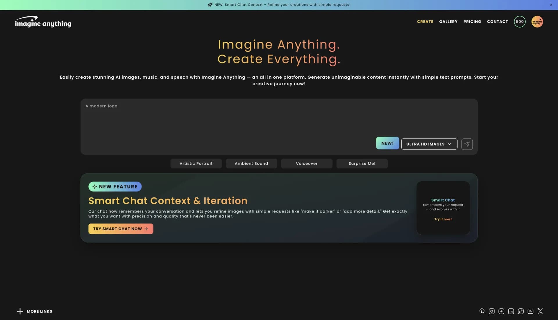 Imagine Anythingv3.0 homepage screenshot — Generate AI images instantly, for free.