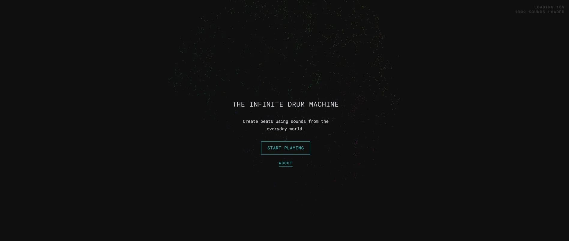 Infinite Drum Machine homepage screenshot — Create beats using sounds from everyday life.