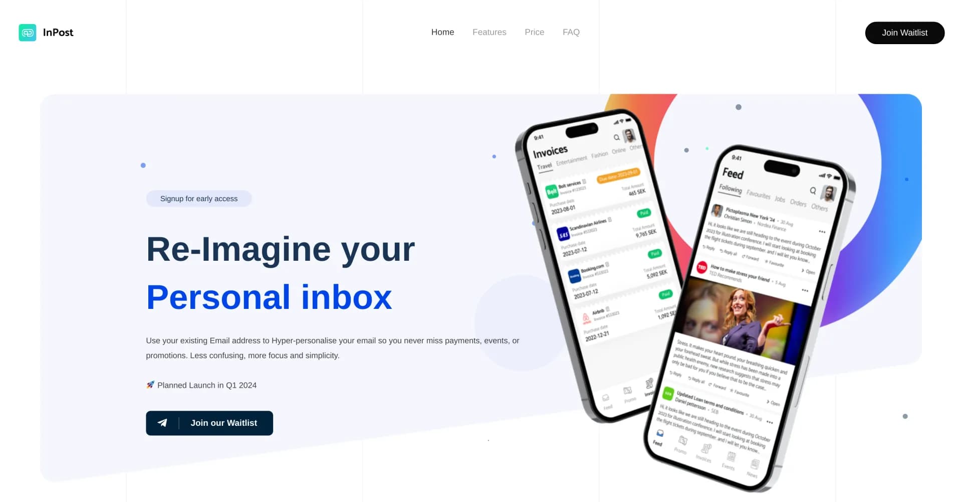 Inpost homepage screenshot — Transform your inbox into a hyper-personalized powerhouse.