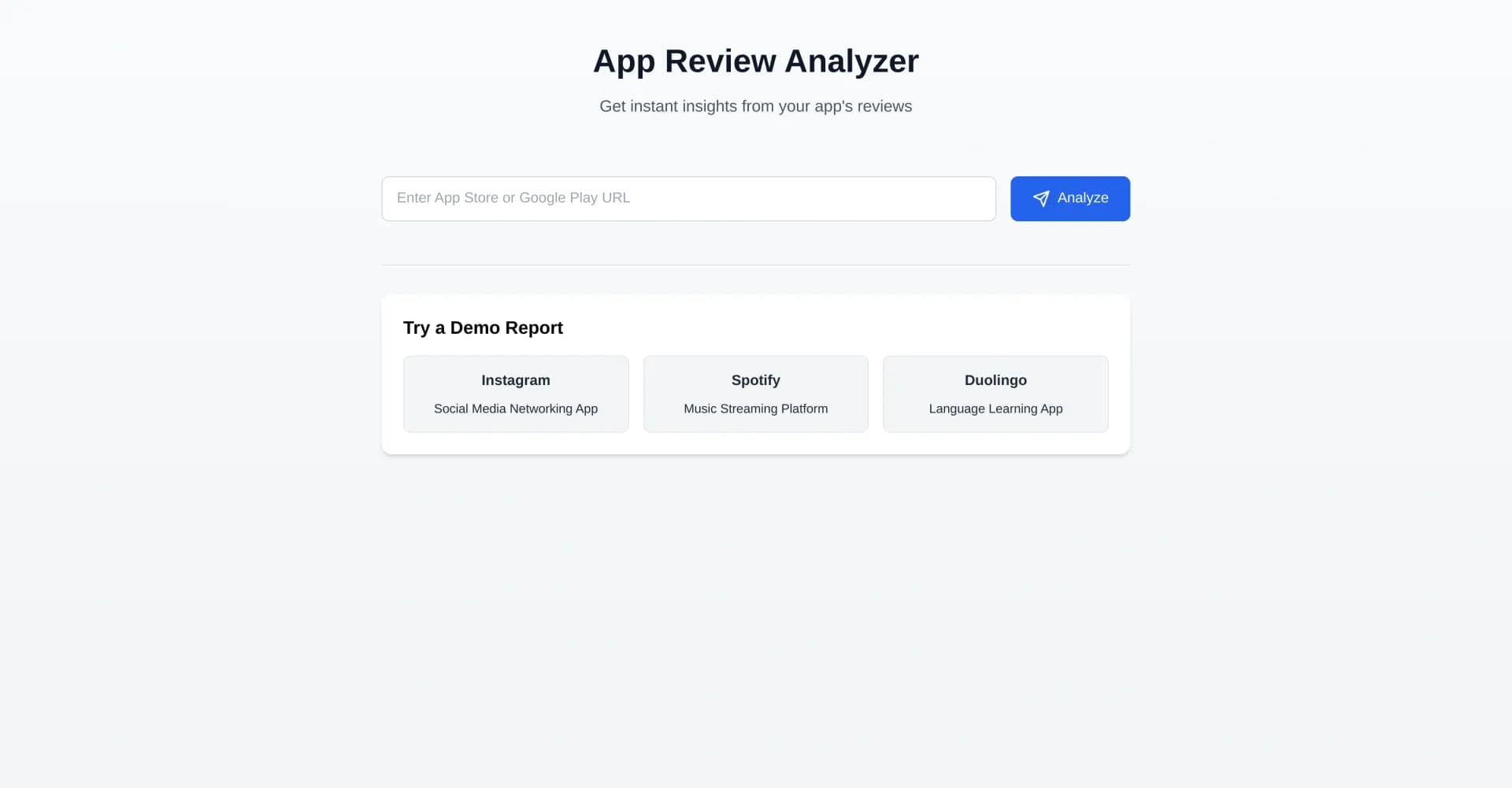 Insightly homepage screenshot — Turn app reviews into actionable insights—quickly and effici