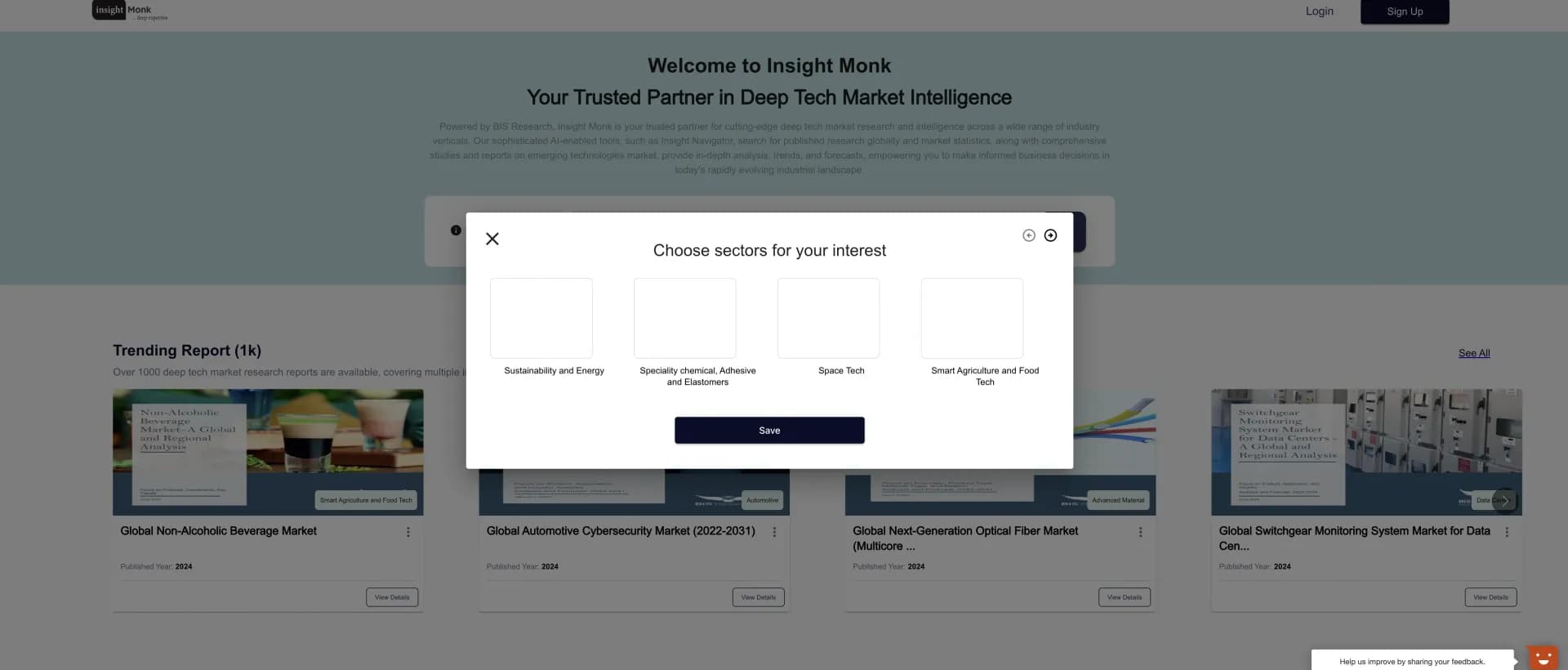 Insightmonk homepage screenshot — Find answers to your deep tech questions