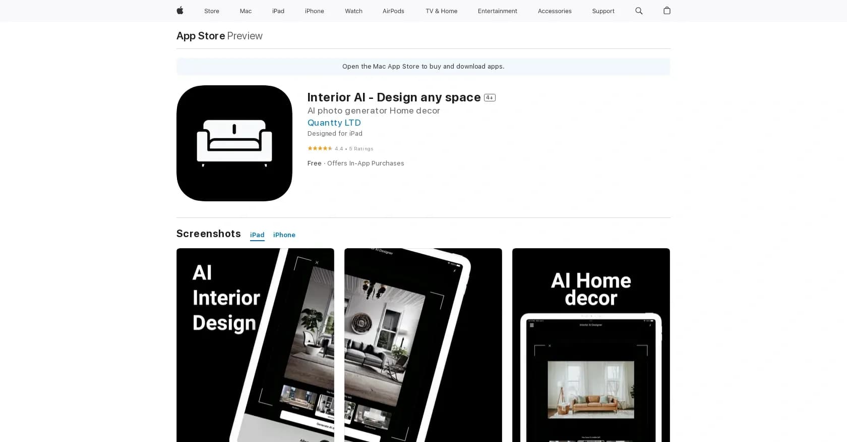 Interior AI - Design any space homepage screenshot — Personalized interior design recommendations.