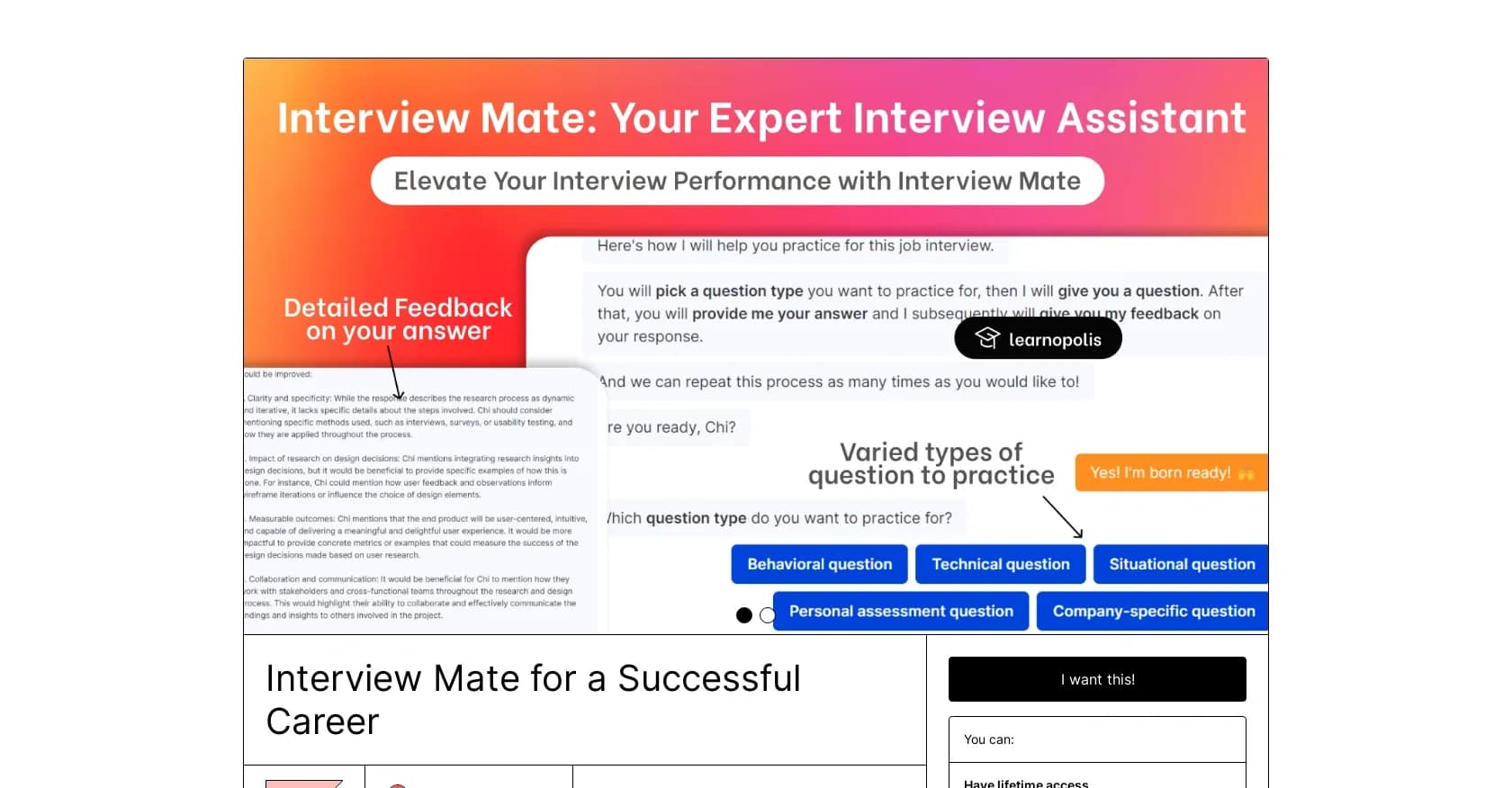 Interview Mate homepage screenshot — Elevate your interview game with AI-powered practice.
