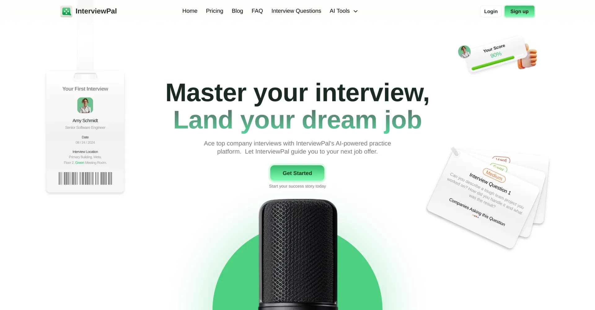 InterviewPal homepage screenshot — Ace interviews with AI-powered preparation.