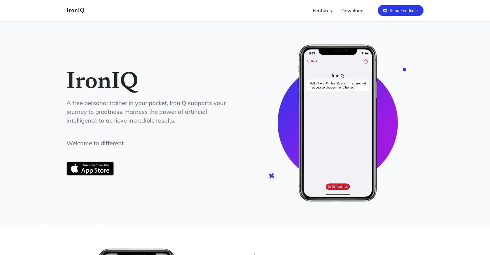 Ironiq homepage screenshot — AI-powered personal trainer in your pocket