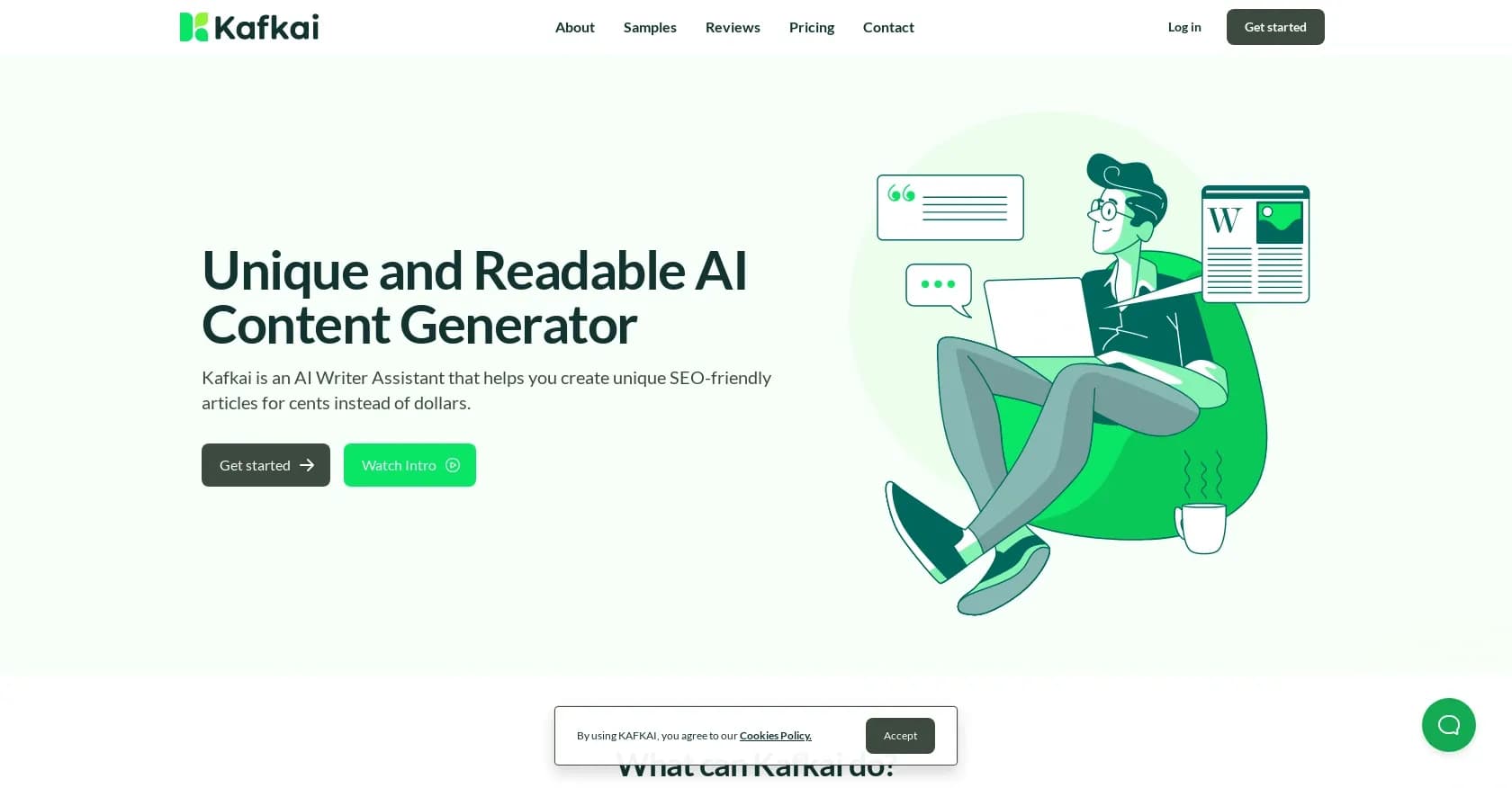 Kafkai homepage screenshot — Generating SEO-friendly content for marketers.