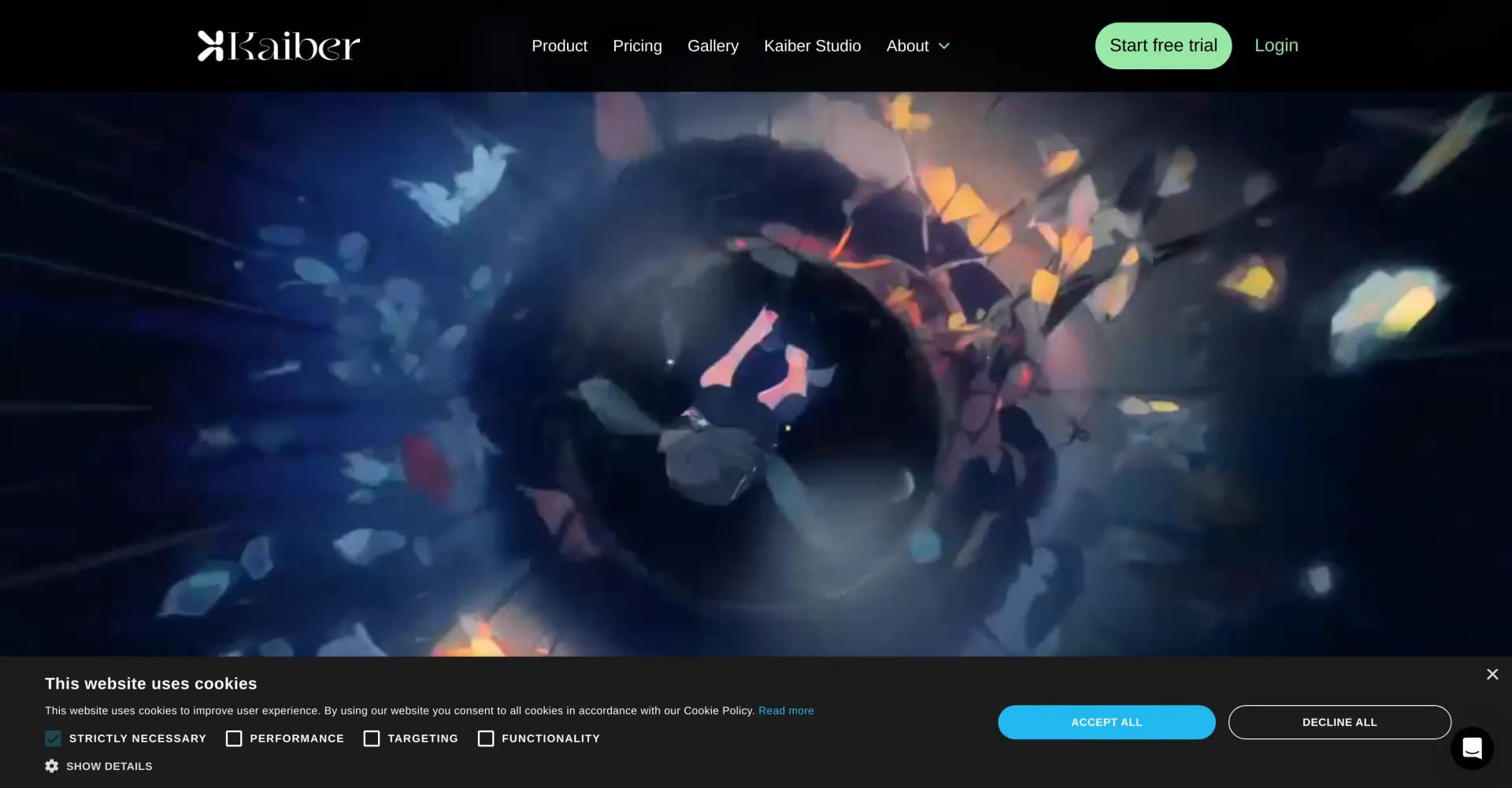 Kaiber homepage screenshot — AI Video Generation