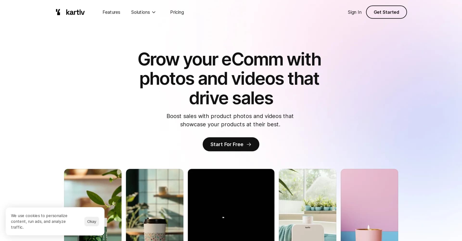 Kartiv homepage screenshot — Use words to inspire your visuals.