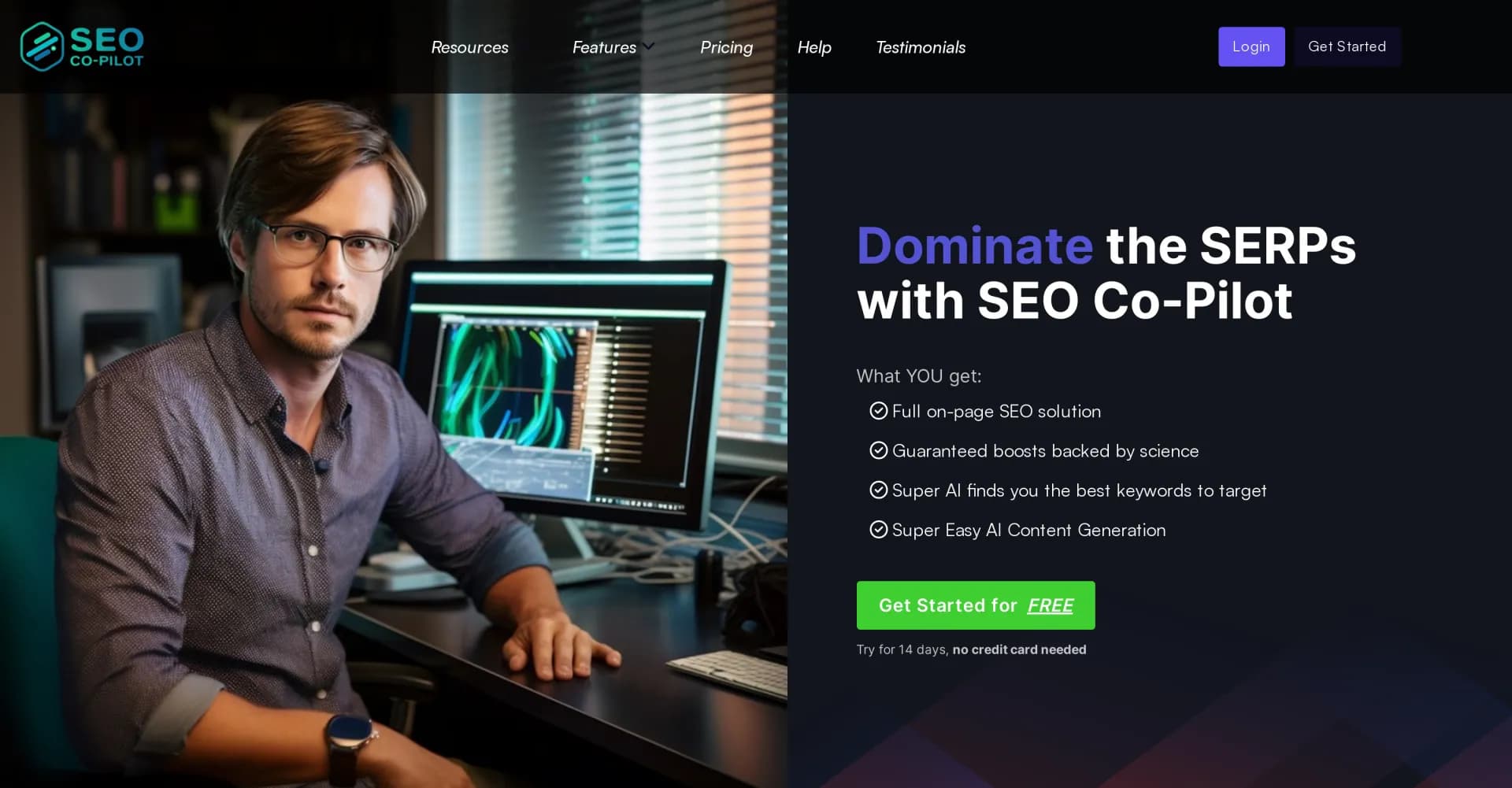 KeywordSpy homepage screenshot — Dominate SERPs with AI-powered competitor analysis.