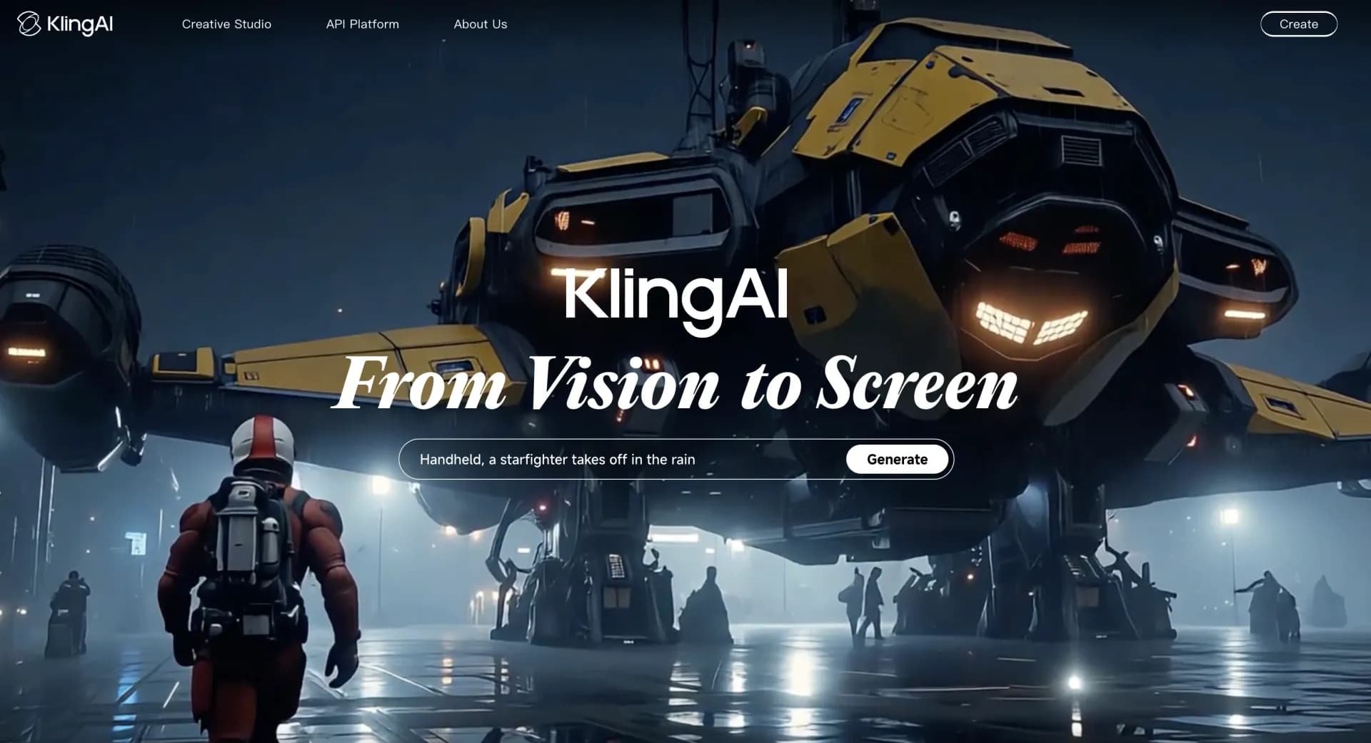 Klingv2.0 homepage screenshot — Craft a compelling tagline for your AI tool.
