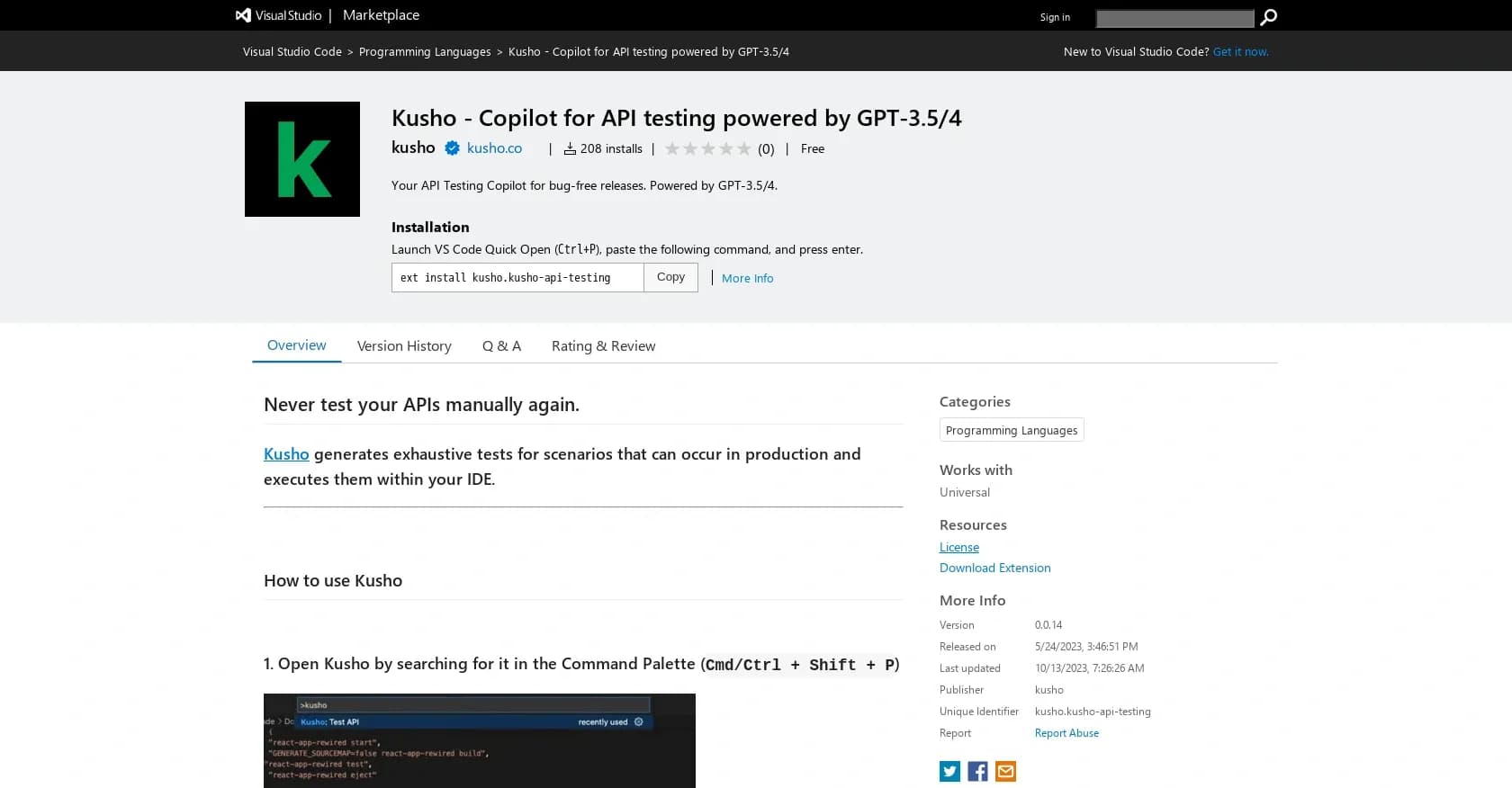 Kusho homepage screenshot — AI-powered copilot for seamless API testing