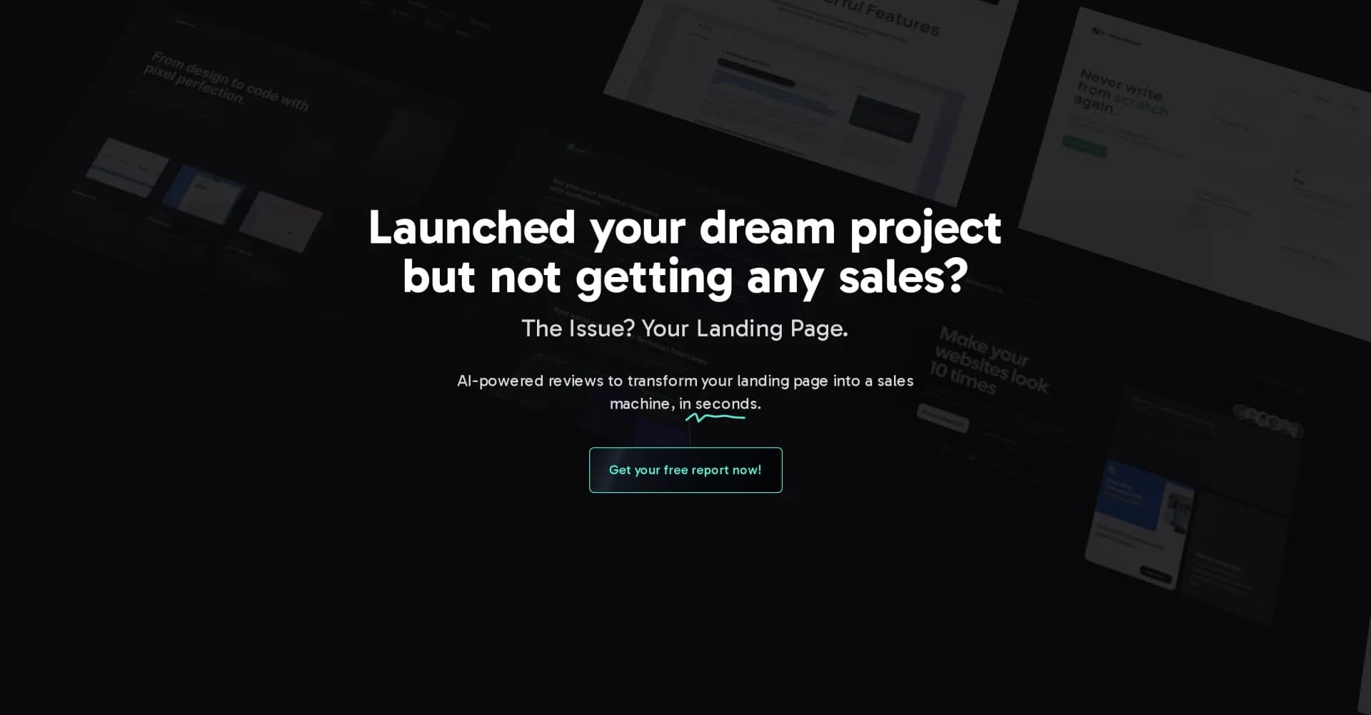 Landing.report homepage screenshot — AI insights to transform your landing page into a sales mach