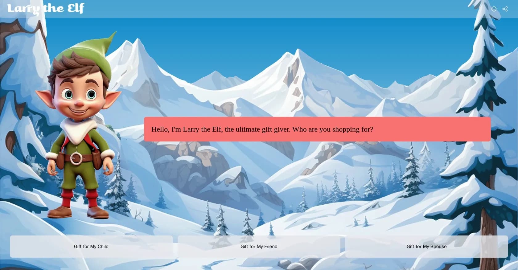Larry the Elf homepage screenshot — Your personal elf for perfect gift-giving.