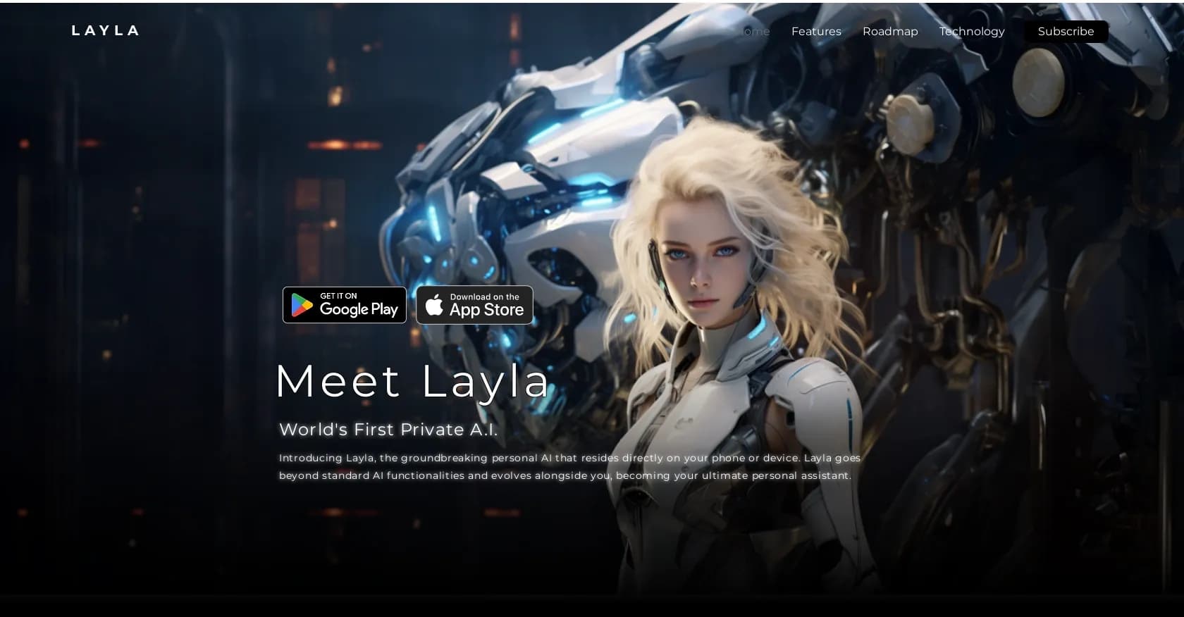 Layla homepage screenshot — Chat, Q&A, and entertainment assistant
