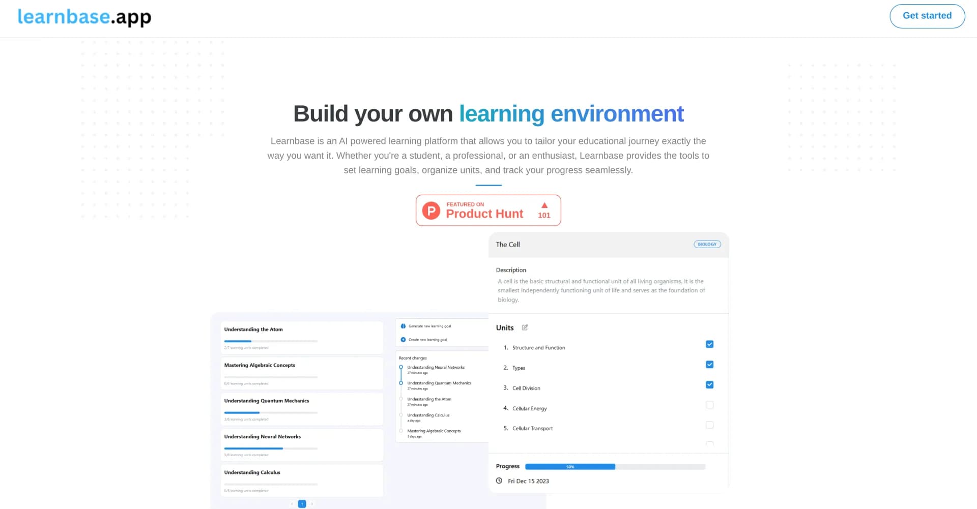Learnbase homepage screenshot — AI-powered learning, tailored to you.