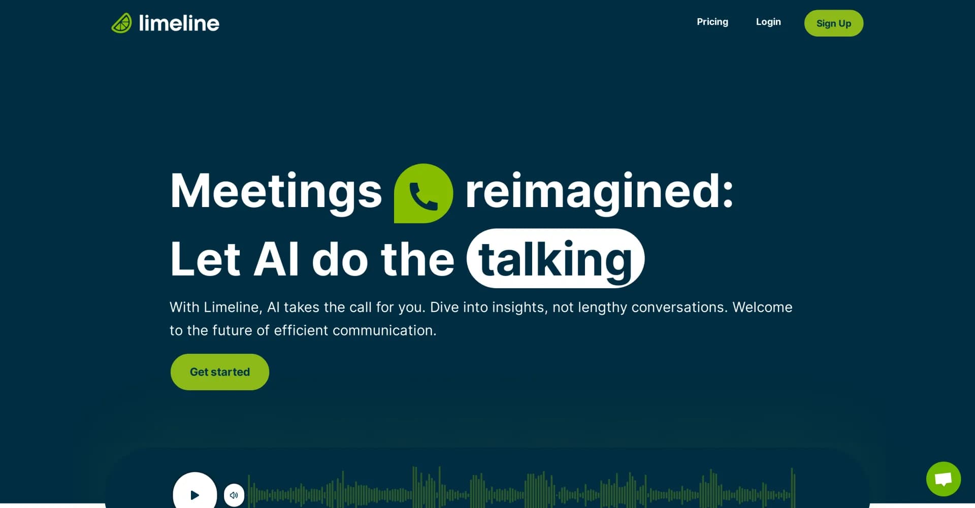 Limeline homepage screenshot — AI agents that talk to humans and understand.