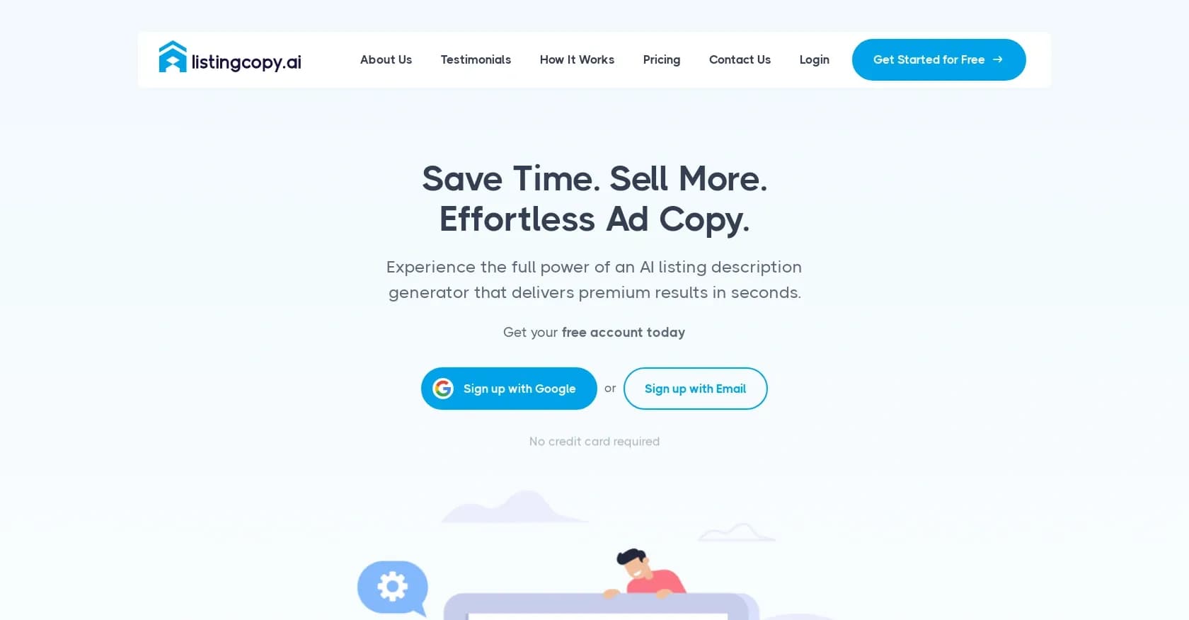 Listingcopy homepage screenshot — AI-powered listing descriptions in seconds