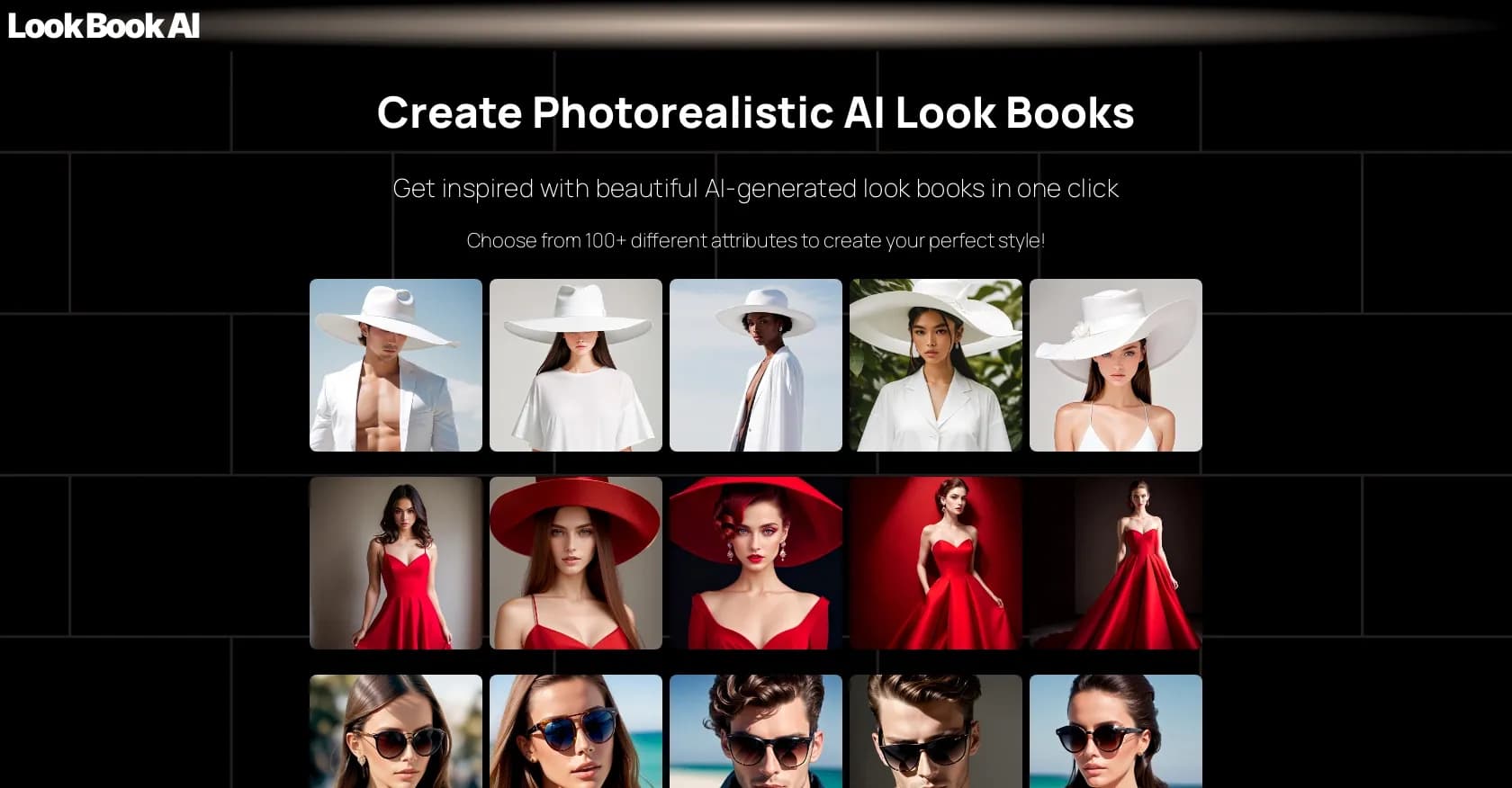 LookBook homepage screenshot — Create stunning AI-generated look books instantly.