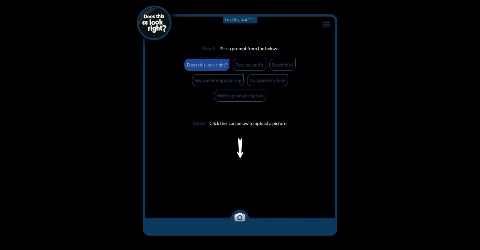 LookRight homepage screenshot — Get instant AI feedback on your images.