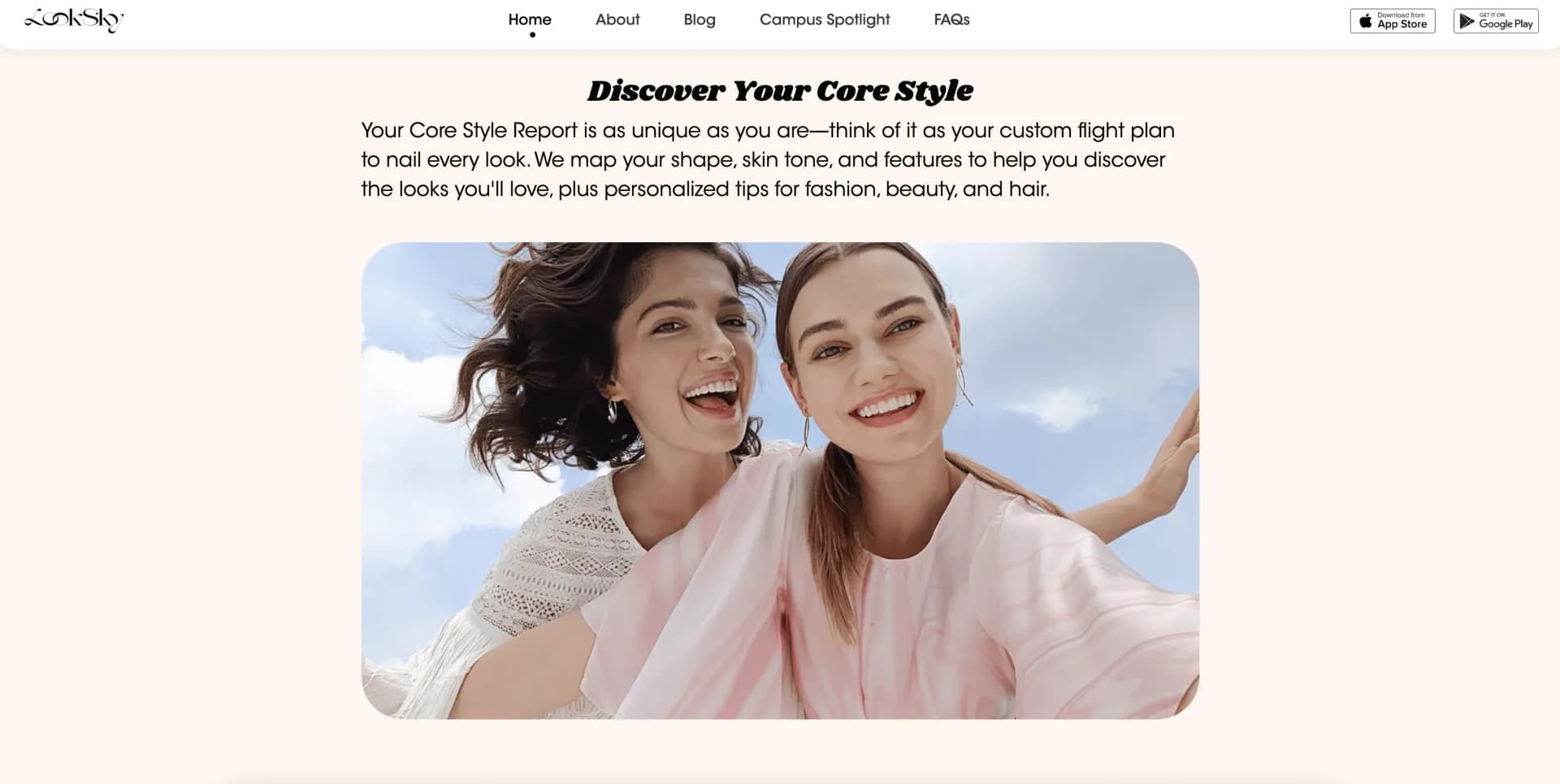 LookSky homepage screenshot — Your style, decoded. Instantly curated, effortlessly you.