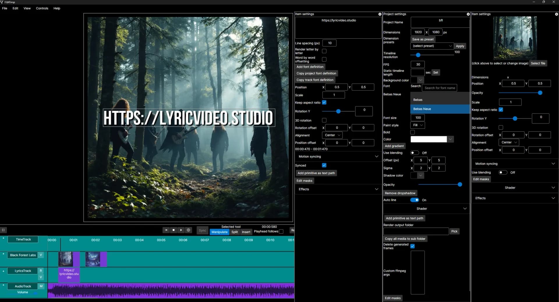 Lyric Video Studio homepage screenshot — Sync your sound, elevate your lyrics with AI-powered video c