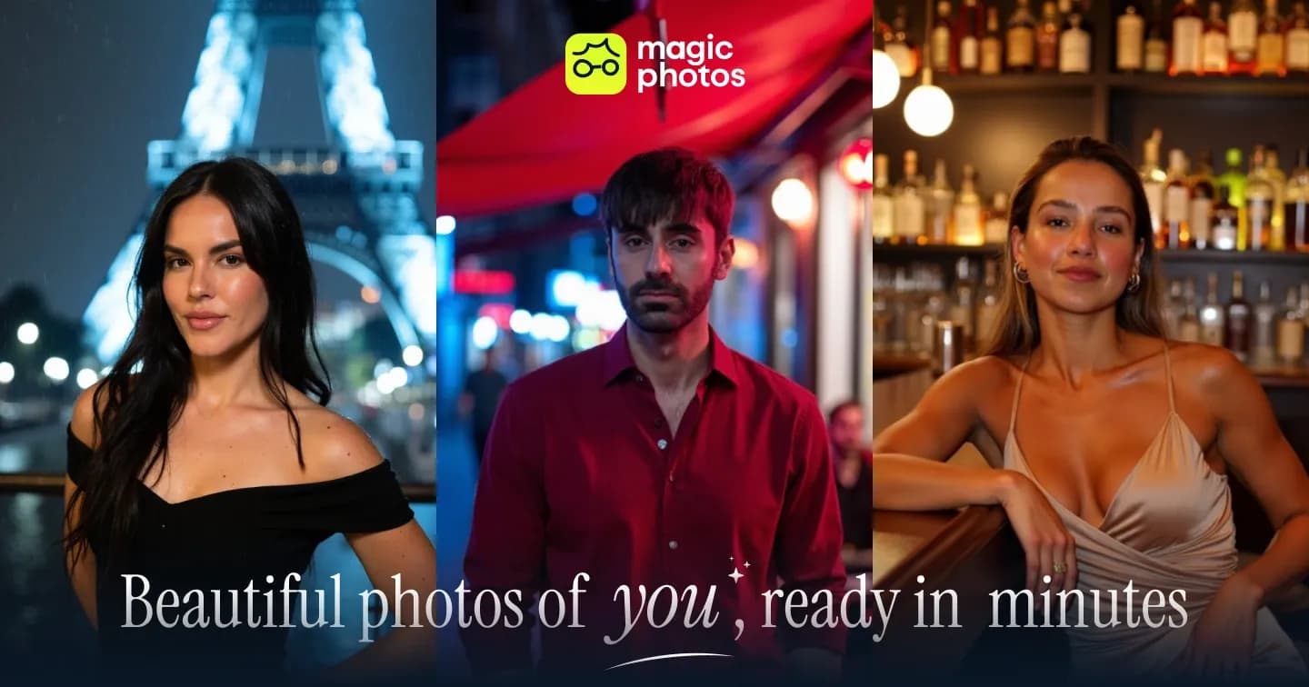 MagicPhotos homepage screenshot — Beautiful photos of you in 15 minutes.