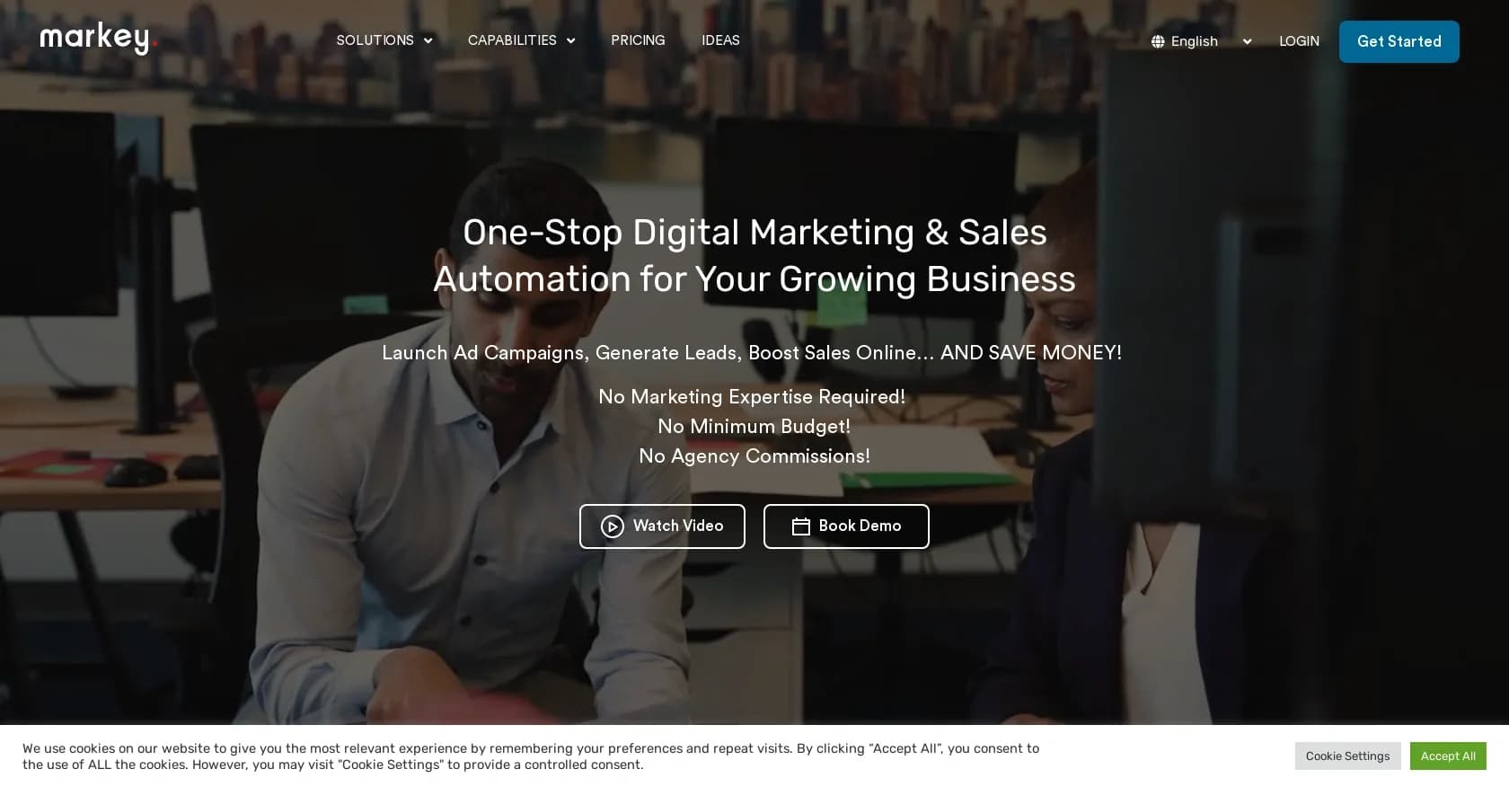 Markey homepage screenshot — Smart digital marketing automation for modern enterprises