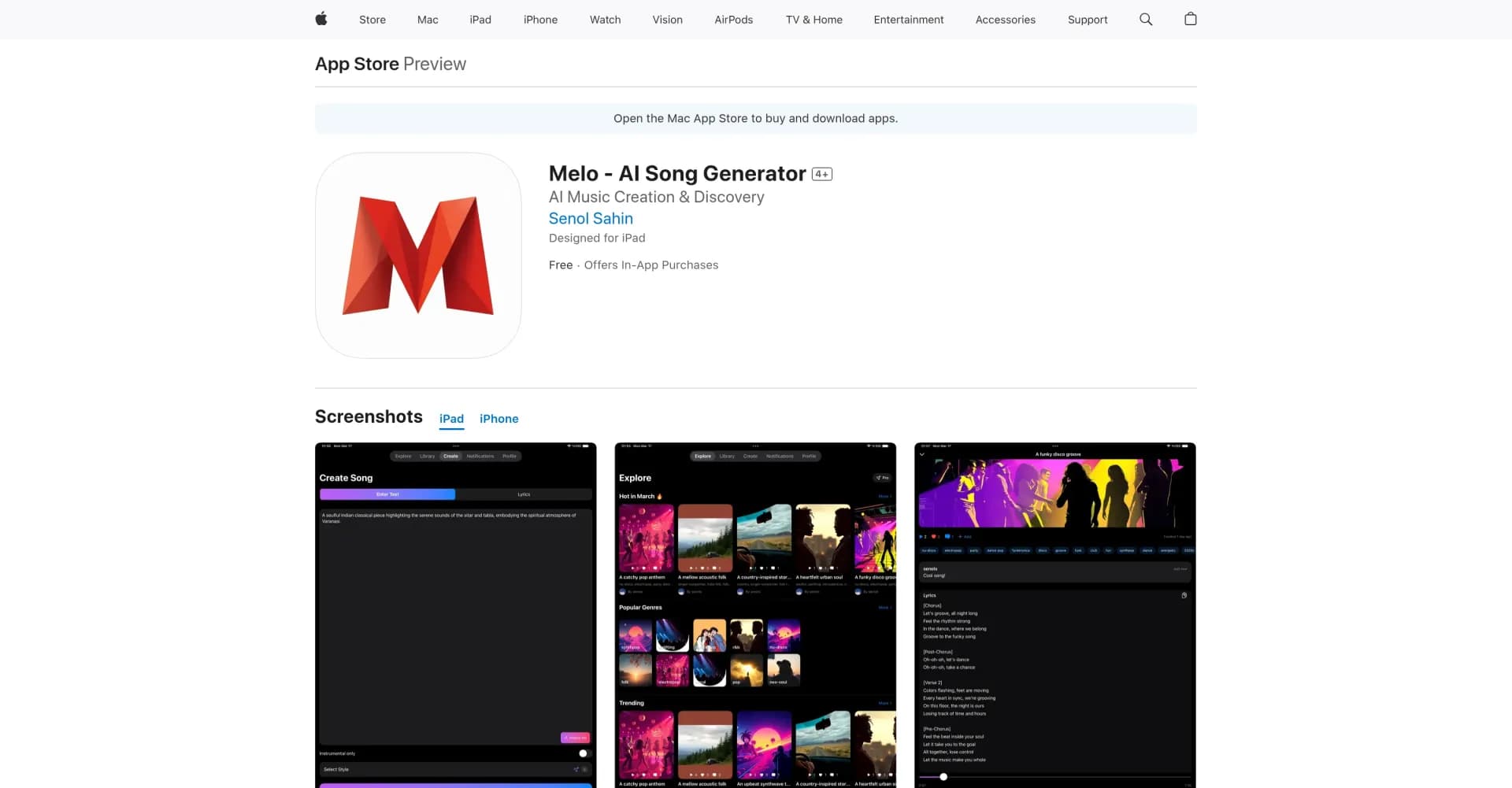 Melo - AI Song Generator homepage screenshot — Turn ideas into original songs in seconds.