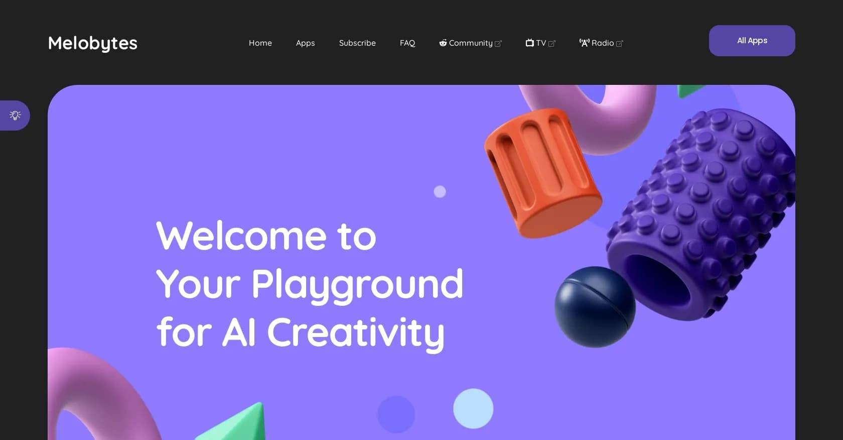 Melobytes homepage screenshot — Your playground for AI creativity