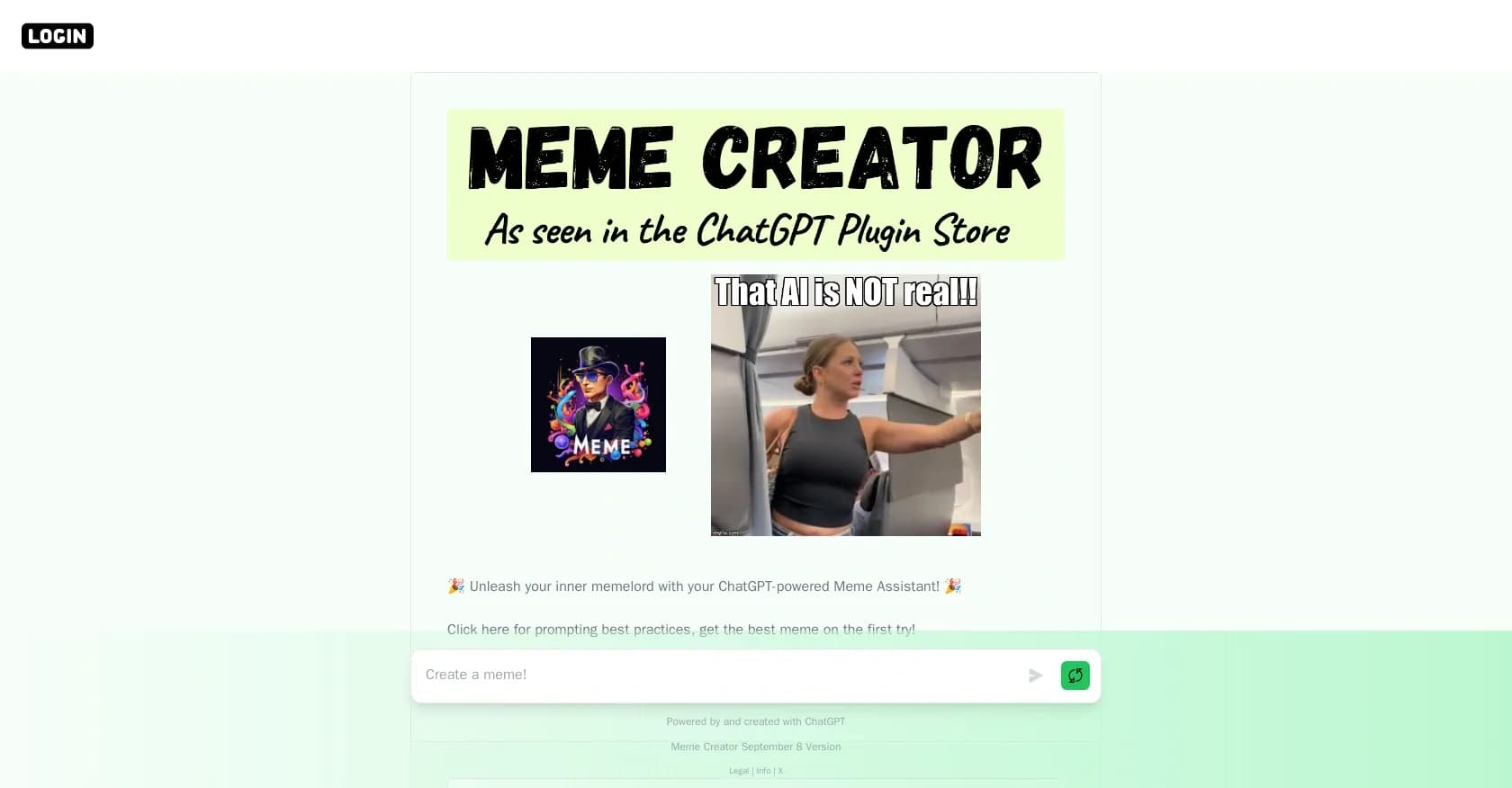 Memecreator homepage screenshot — Unleash your inner memelord with AI-powered memes