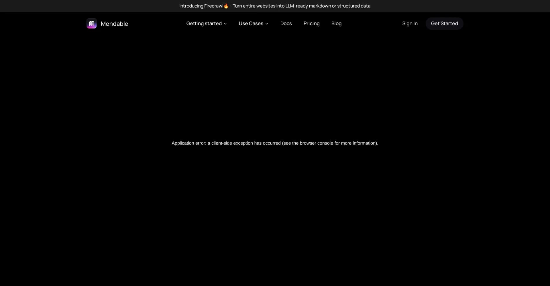 Mendable homepage screenshot — Build AI chat apps with one line of code