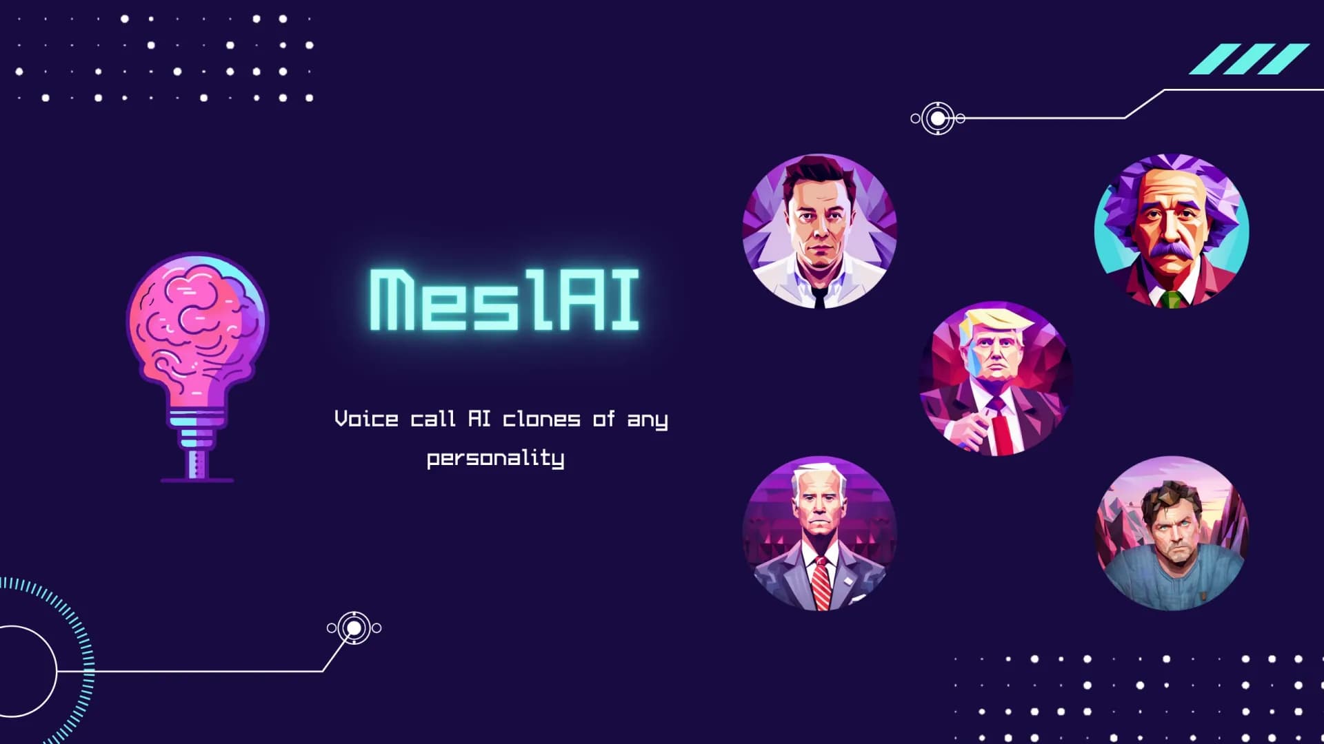 MeslAI homepage screenshot — Voice call AI clones of any personality