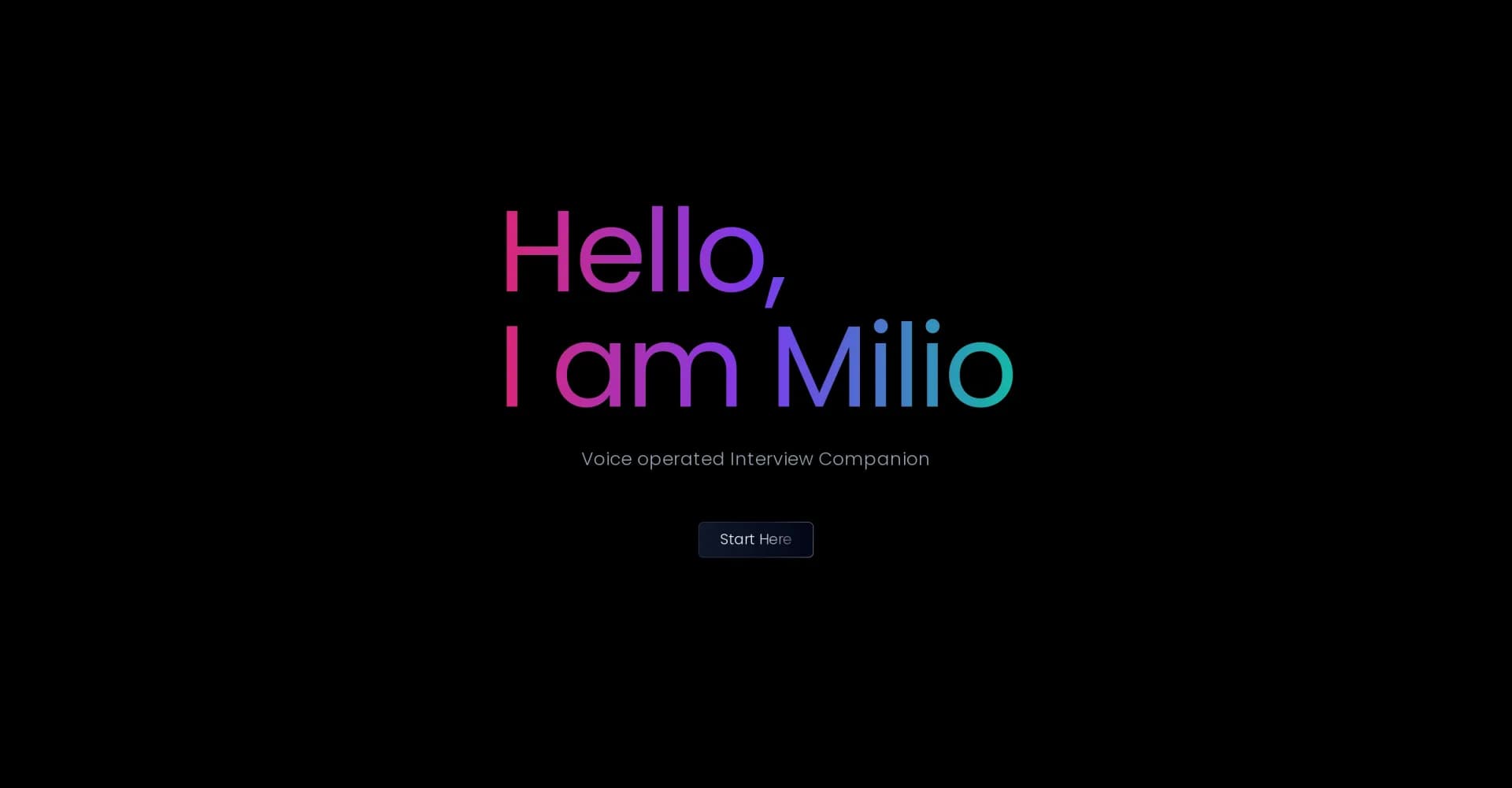 Milio homepage screenshot — Ace interviews with AI-powered voice guidance.