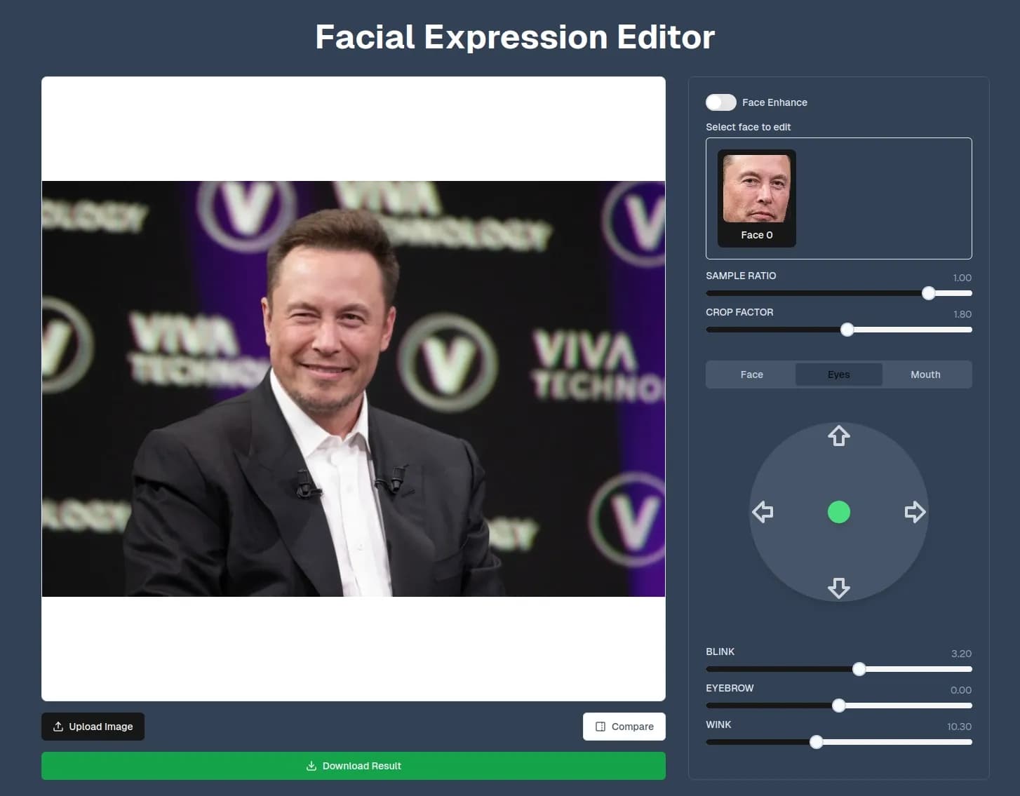 MimicPhoto homepage screenshot — AI Photo editing,change facial expression, swap face ....